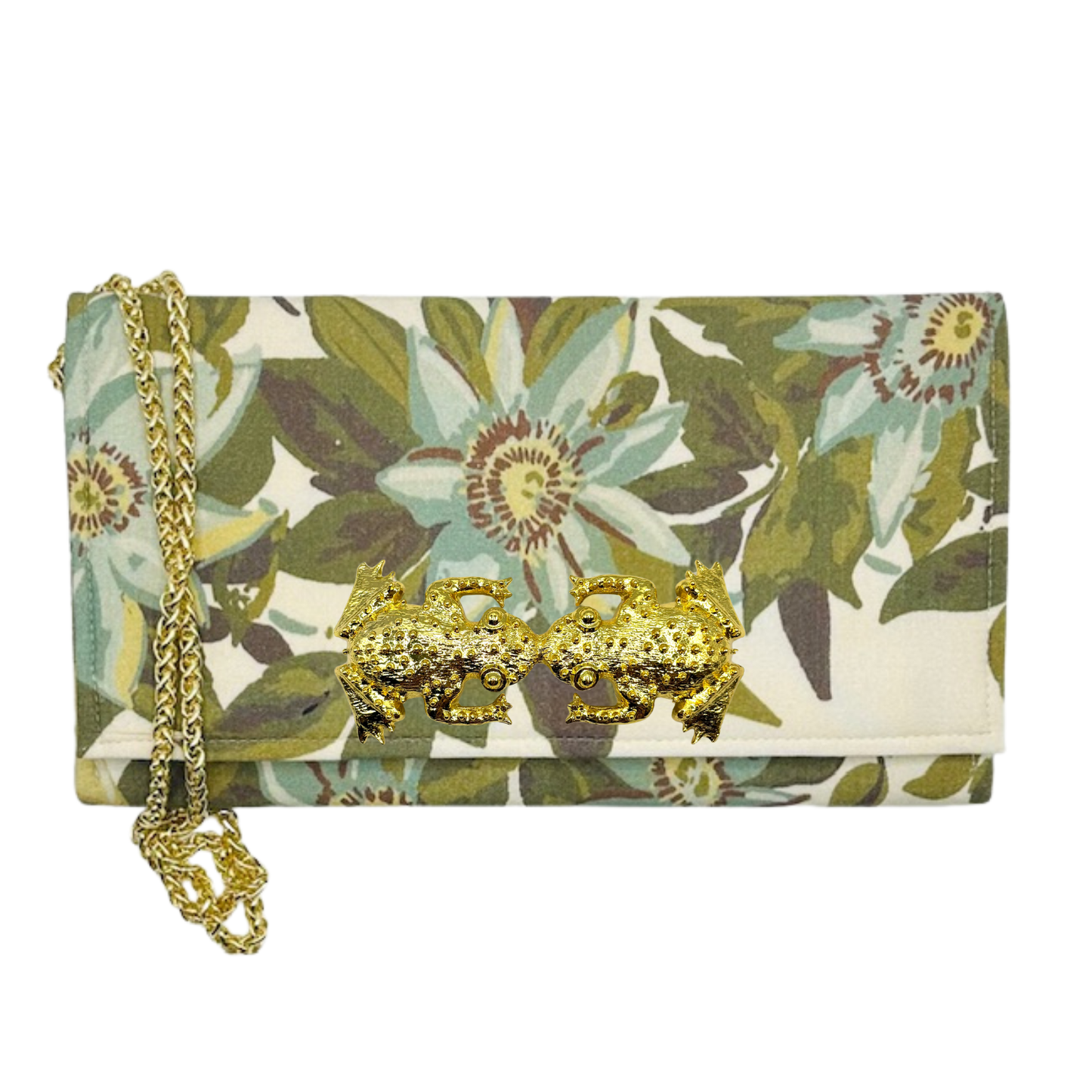 Floral limited-edition Melinda Crossbody Clutch with Coral Embellishment