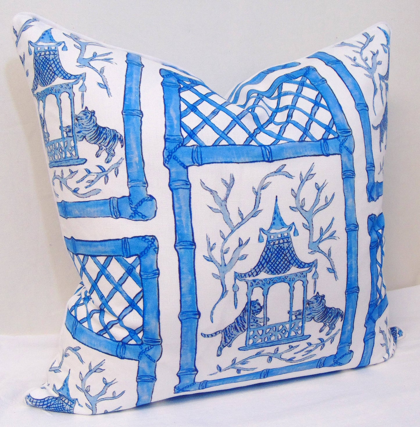 Limited Edition Bamboo Tigers Pillow Cover With Welt