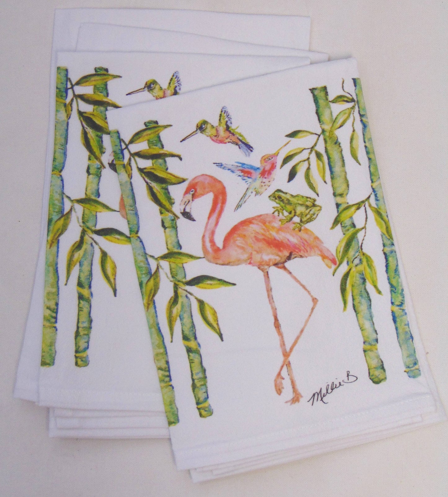 Watercolor Flamingo in Bamboo Flour Sack Towel – Limited Edition by Lowcountry Linens