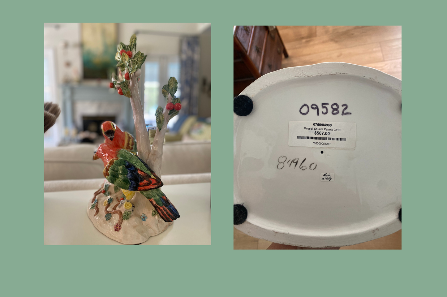 1980'S VINTAGE CHELSEA HOUSE RUSSELL SQUARE PARROT SCULPTURE
