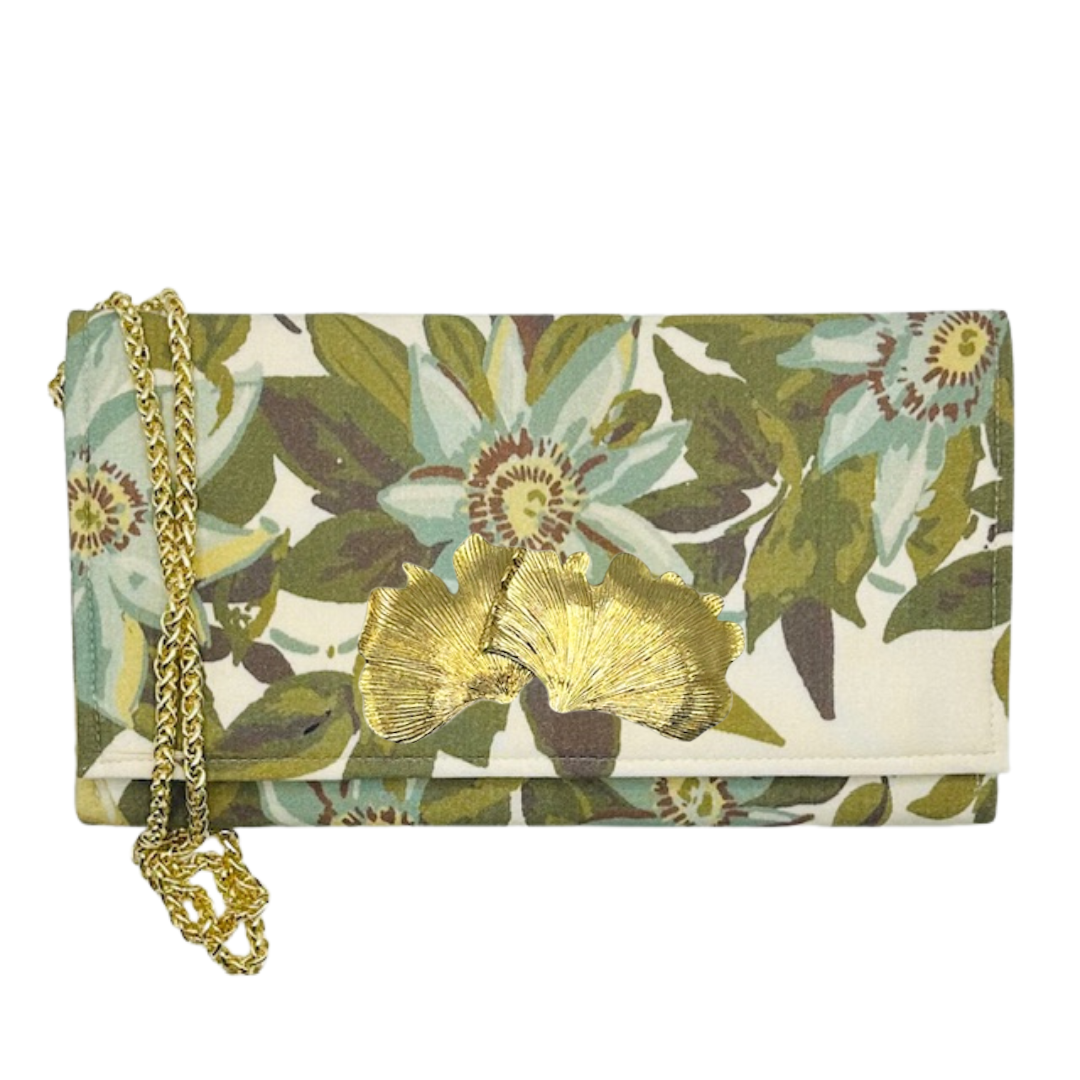 Floral limited-edition Melinda Crossbody Clutch with Coral Embellishment