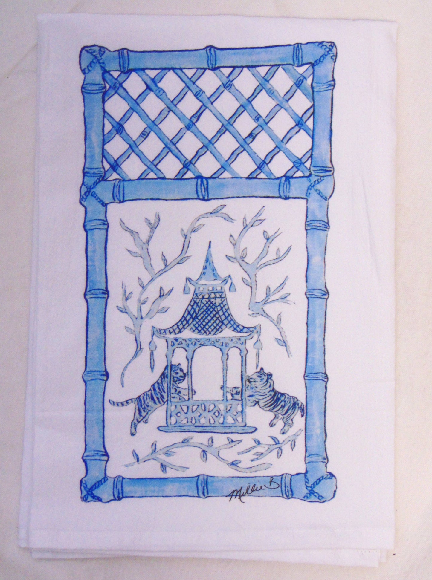 Watercolor Bamboo Tigers Dinner Napkin Set of 4 – Limited Edition by Lowcountry Linens