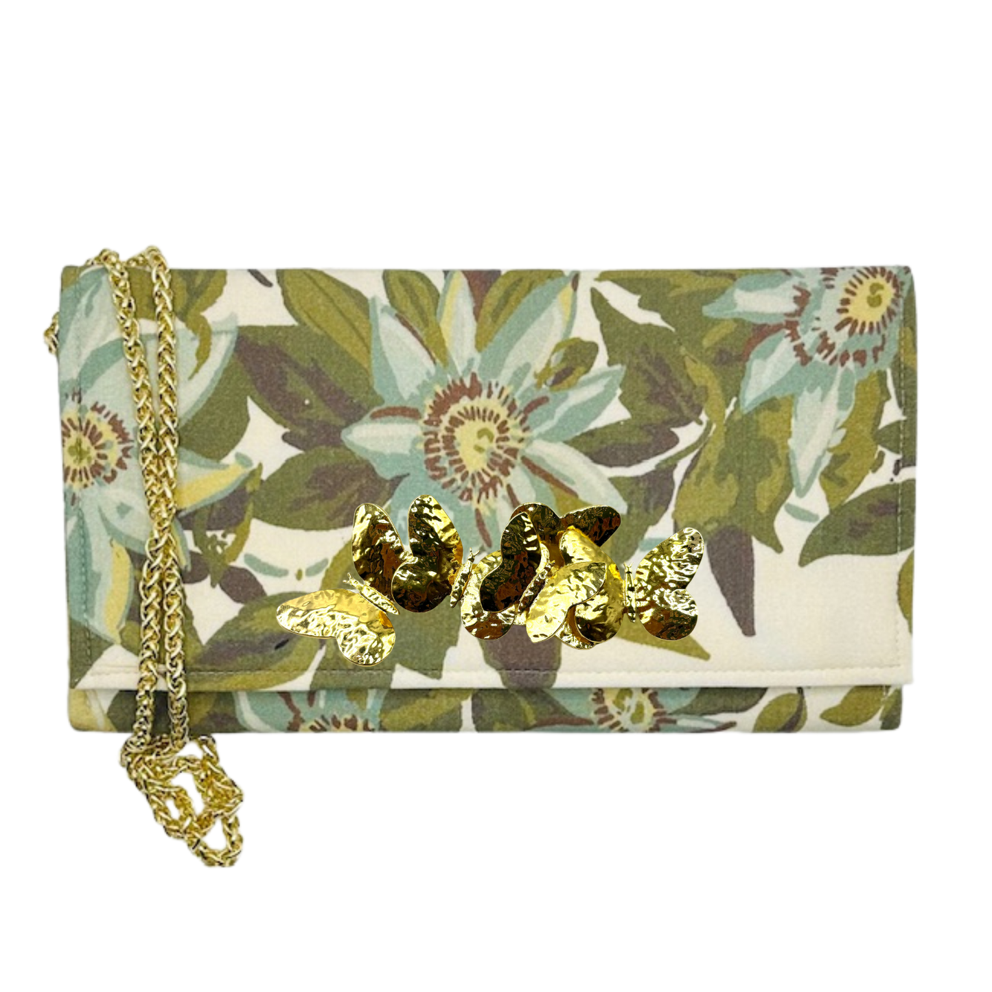 Floral limited-edition Melinda Crossbody Clutch with Coral Embellishment
