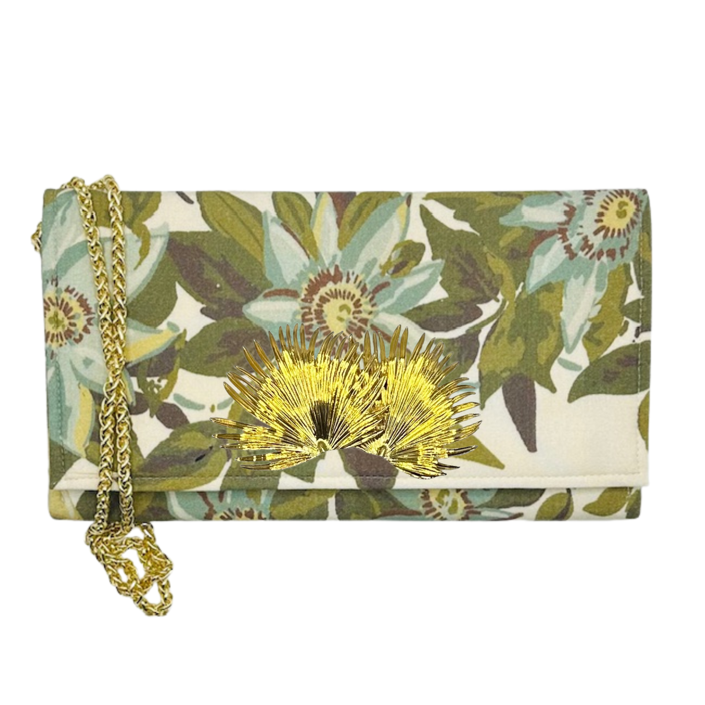 Floral limited-edition Melinda Crossbody Clutch with Coral Embellishment