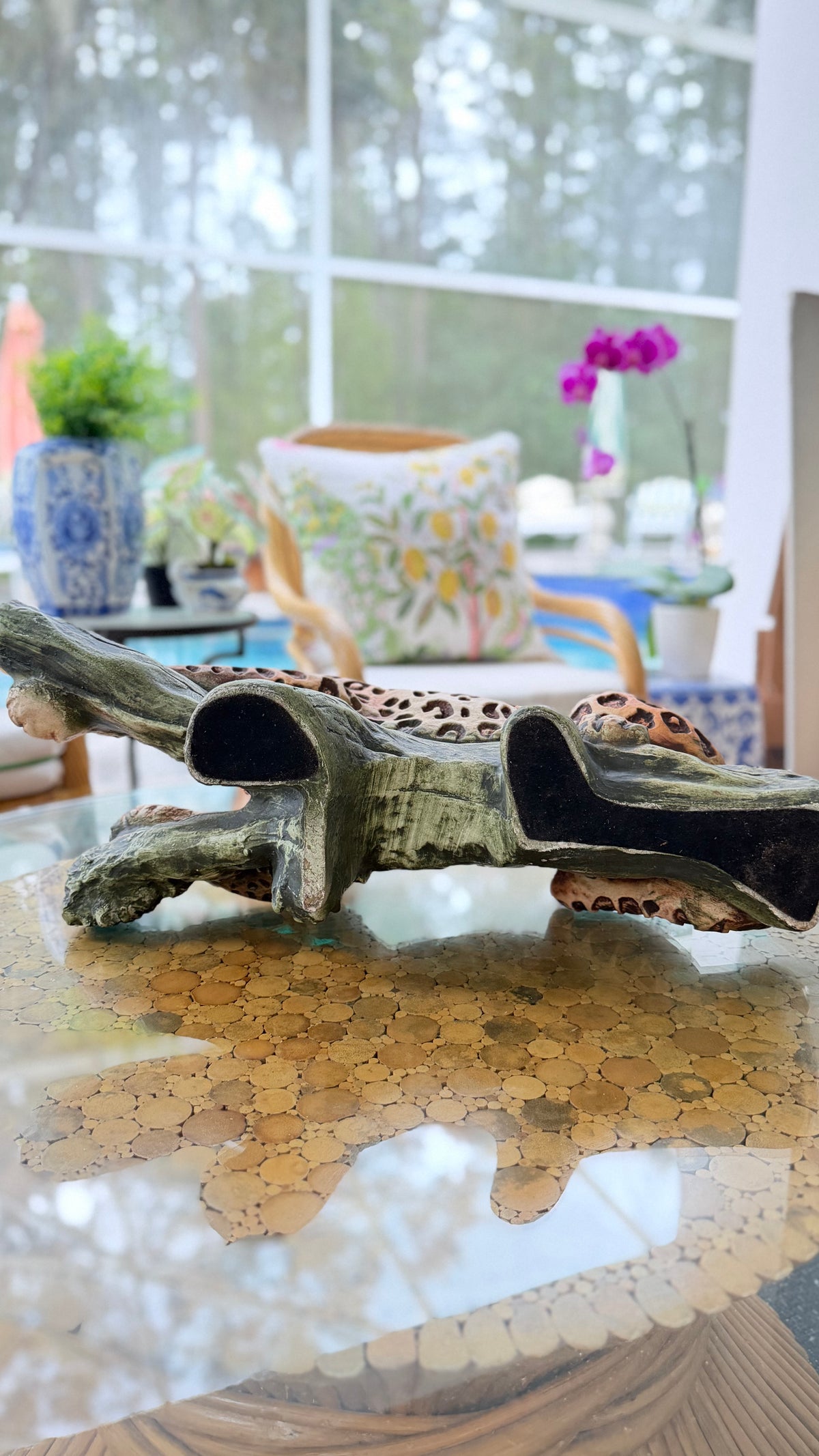 Vintage Hollywood Regency Lounging Leopard Sculpture