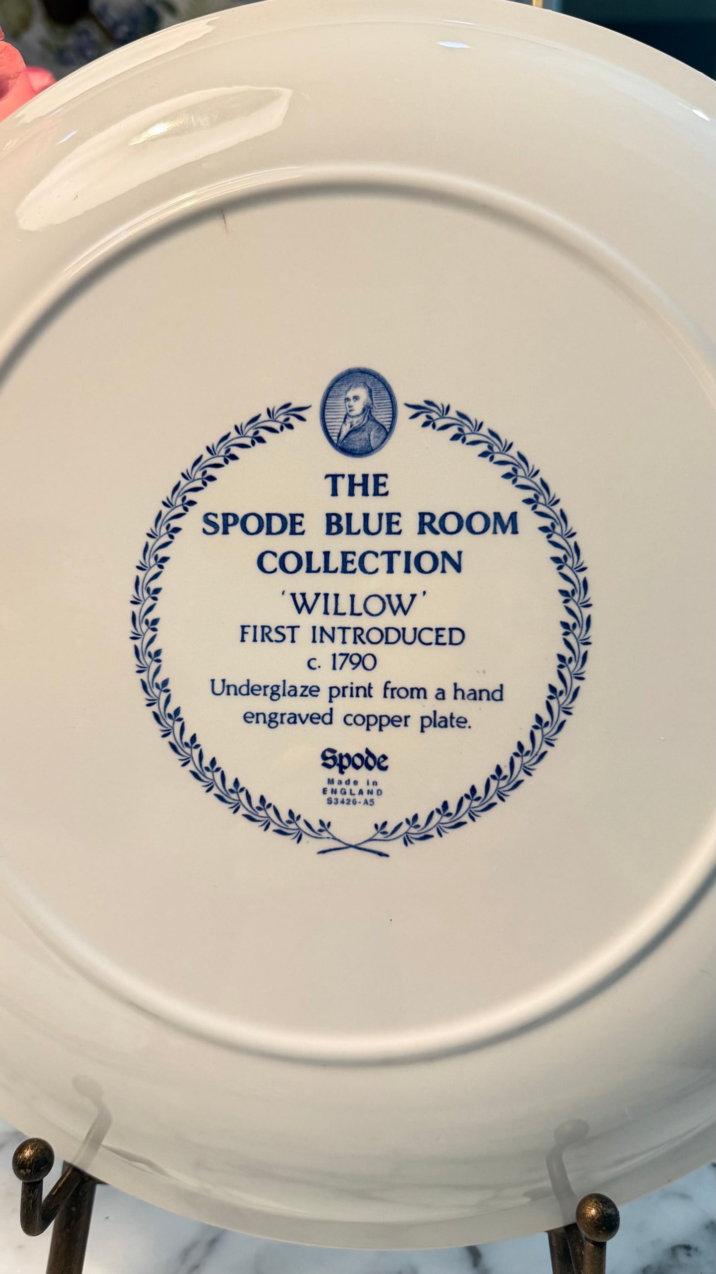 Vintage Spode Blue Room Willow 11½-Inch Shallow Serving Bowl — Made in England