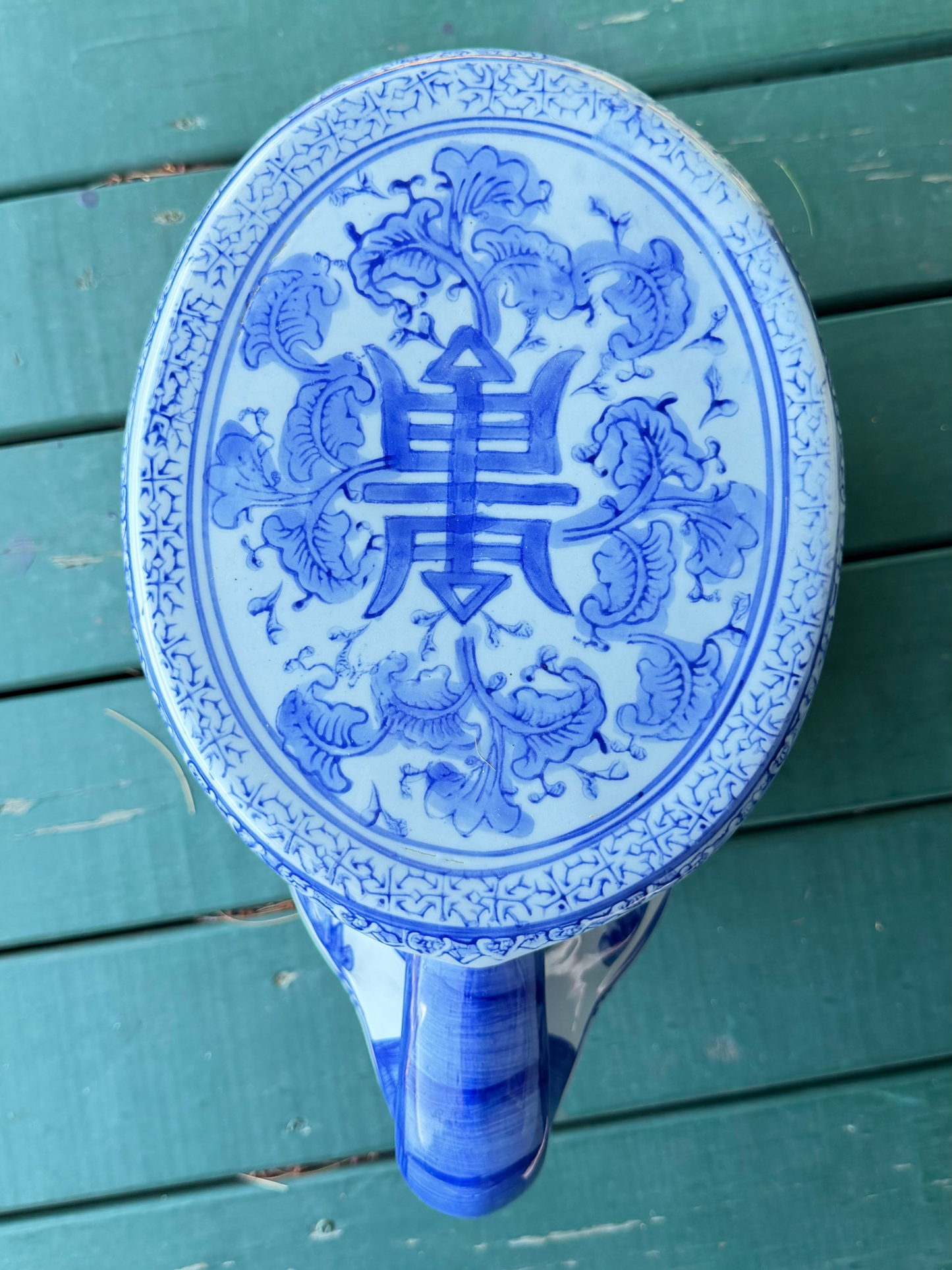 Vintage Bombay Company Blue & White Ceramic Elephant Plant Stand