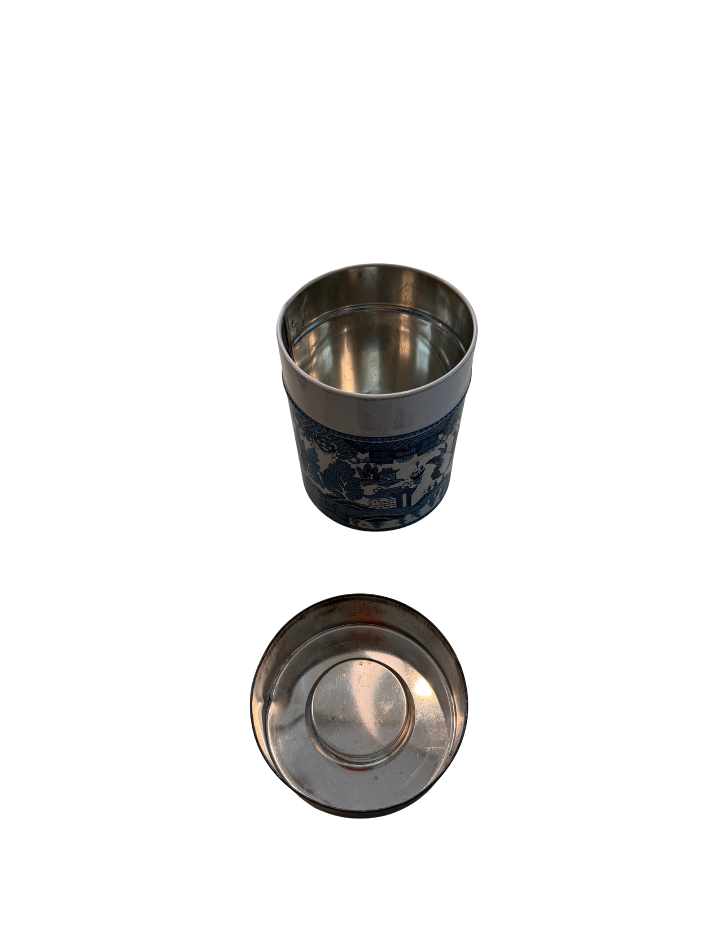 1960s Howard Holt Blue Willow Tin Canister Set, Set of 4