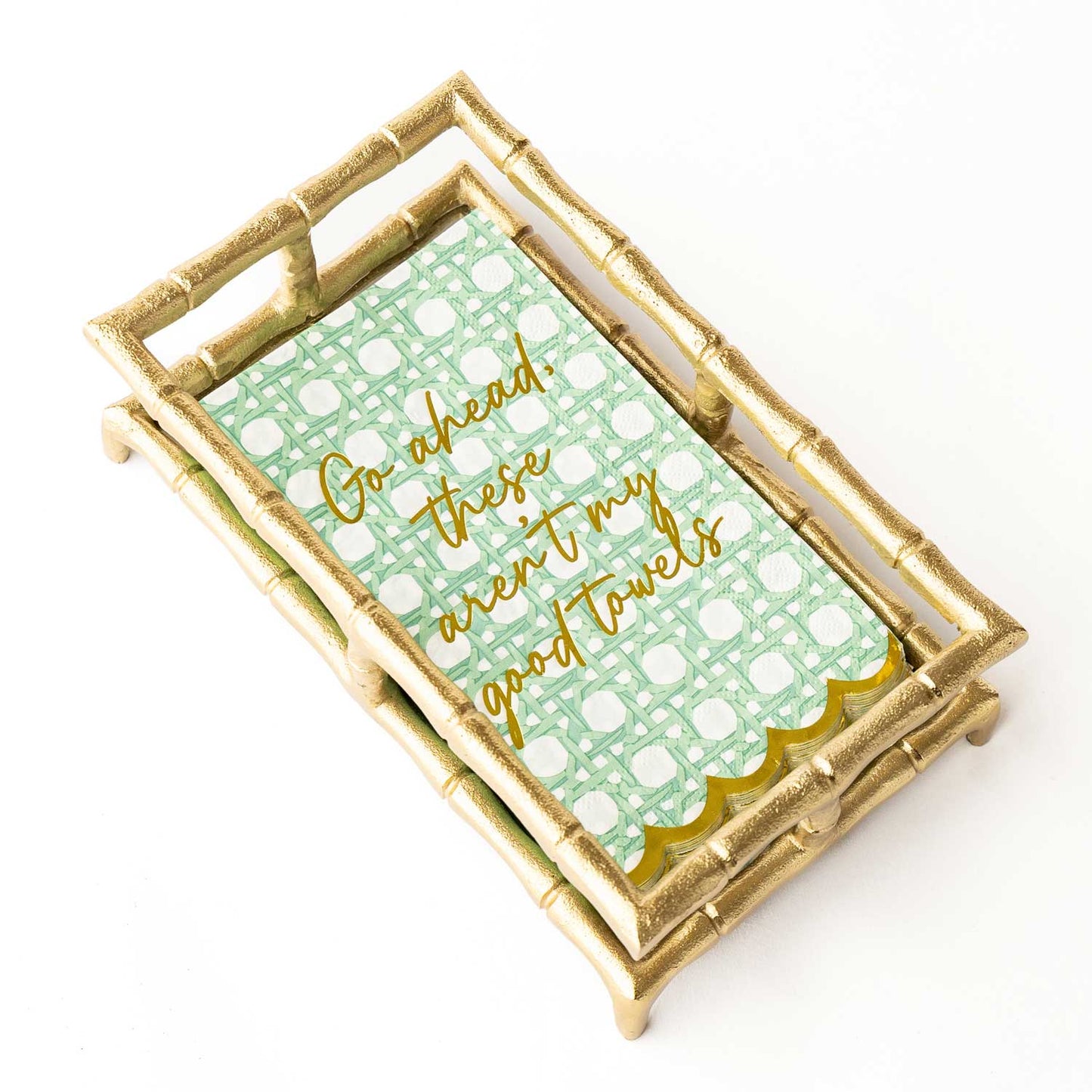 Green Cane Floral Guest Towel Pack – Set of 16