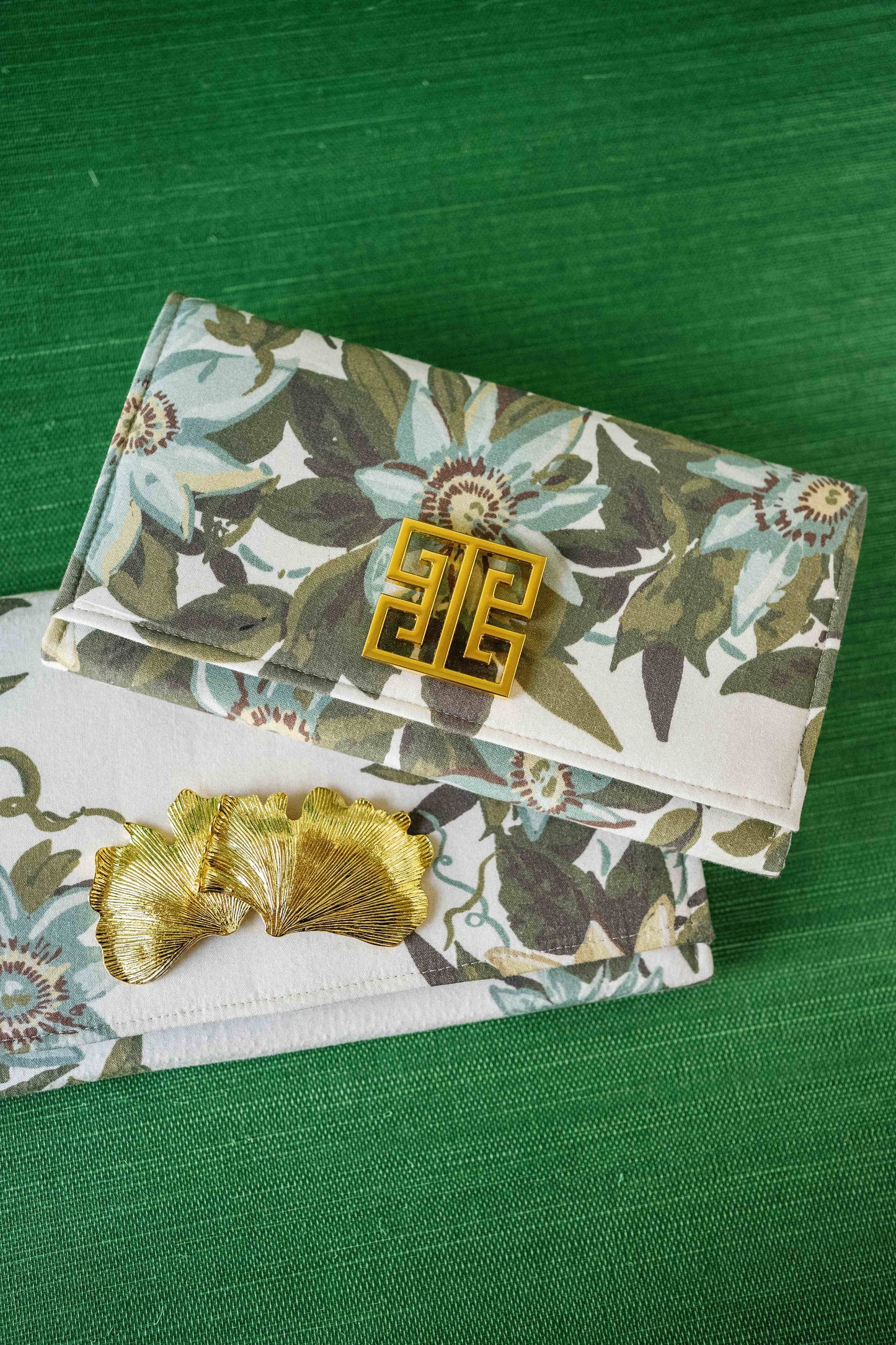 Floral limited-edition Melinda Crossbody Clutch with Coral Embellishment