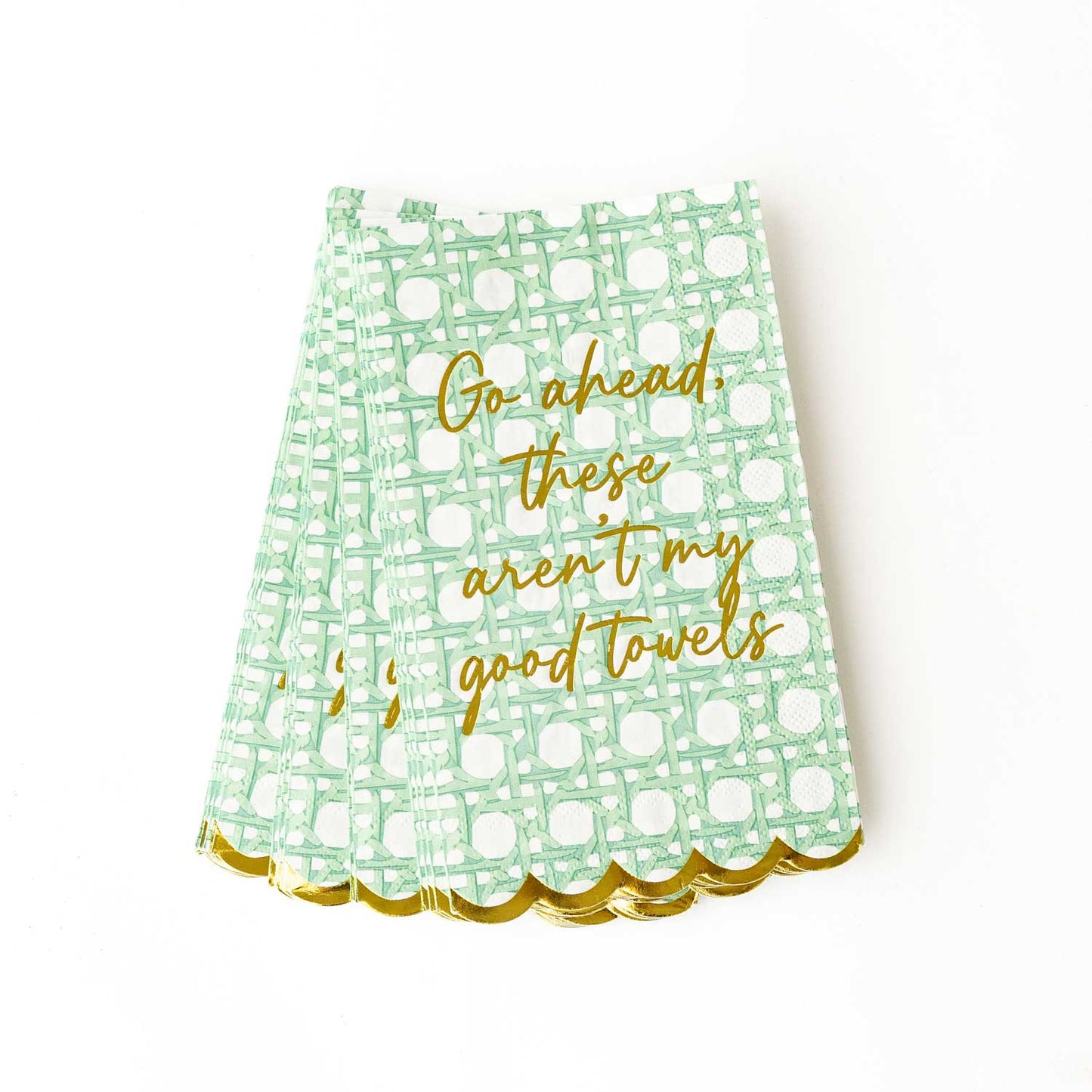 Green Cane Floral Guest Towel Pack – Set of 16