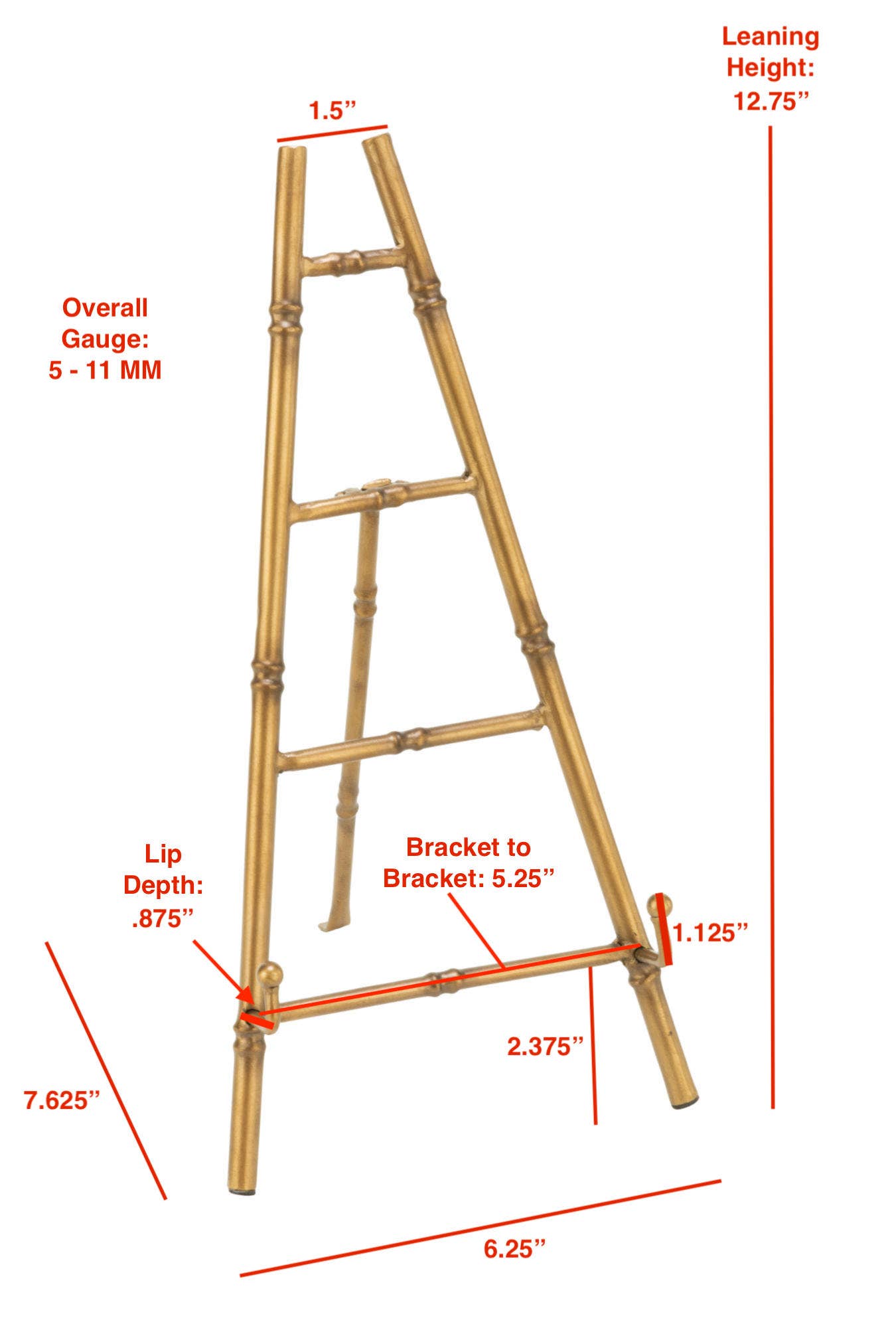 Metal Bamboo Easel – 13" Gold Display Stand | Tabletop Styling Staple