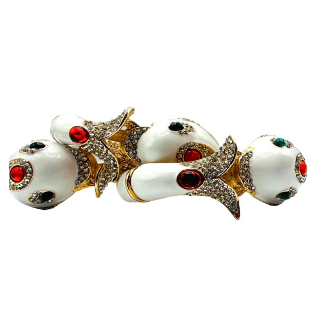 White Fish Cuff Bracelet w/ Ruby & Pavé Accent Design