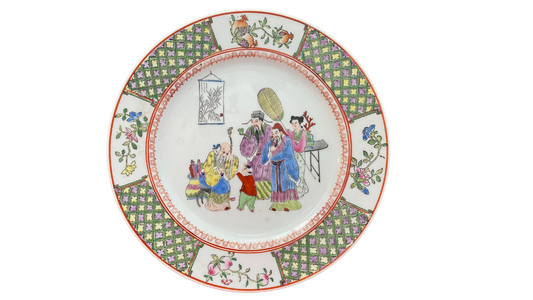 Vintage Japanese Famille-Style Porcelain Plate 10¼ Inch Colorful Floral Motif