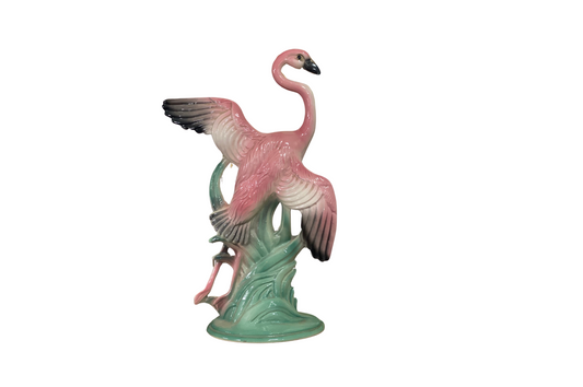 ART DECO CERAMIC PINK FLAMINGO FIGURINE IN PRISTINE CONDITION
