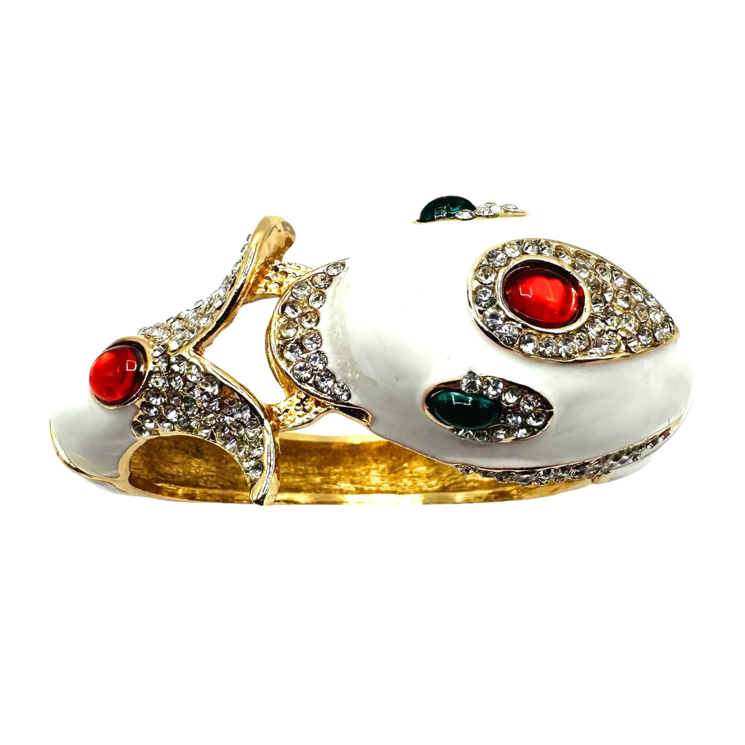 White Fish Cuff Bracelet w/ Ruby & Pavé Accent Design