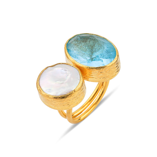 CORE | TWO-STONE COCKTAIL RING: Aquamarine