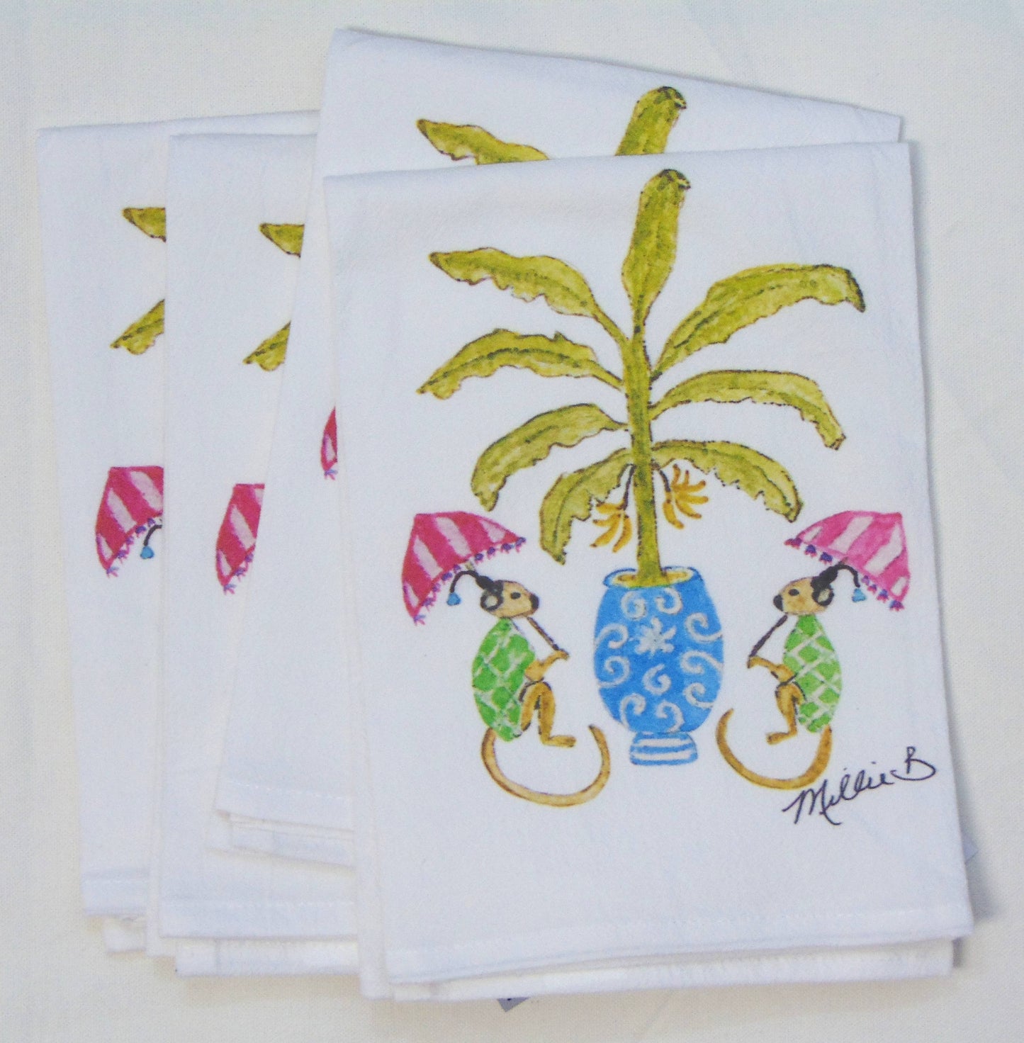 Watercolor Monkeys & Banana Tree Flour Sack Towel – Limited Edition by Lowcountry Linens