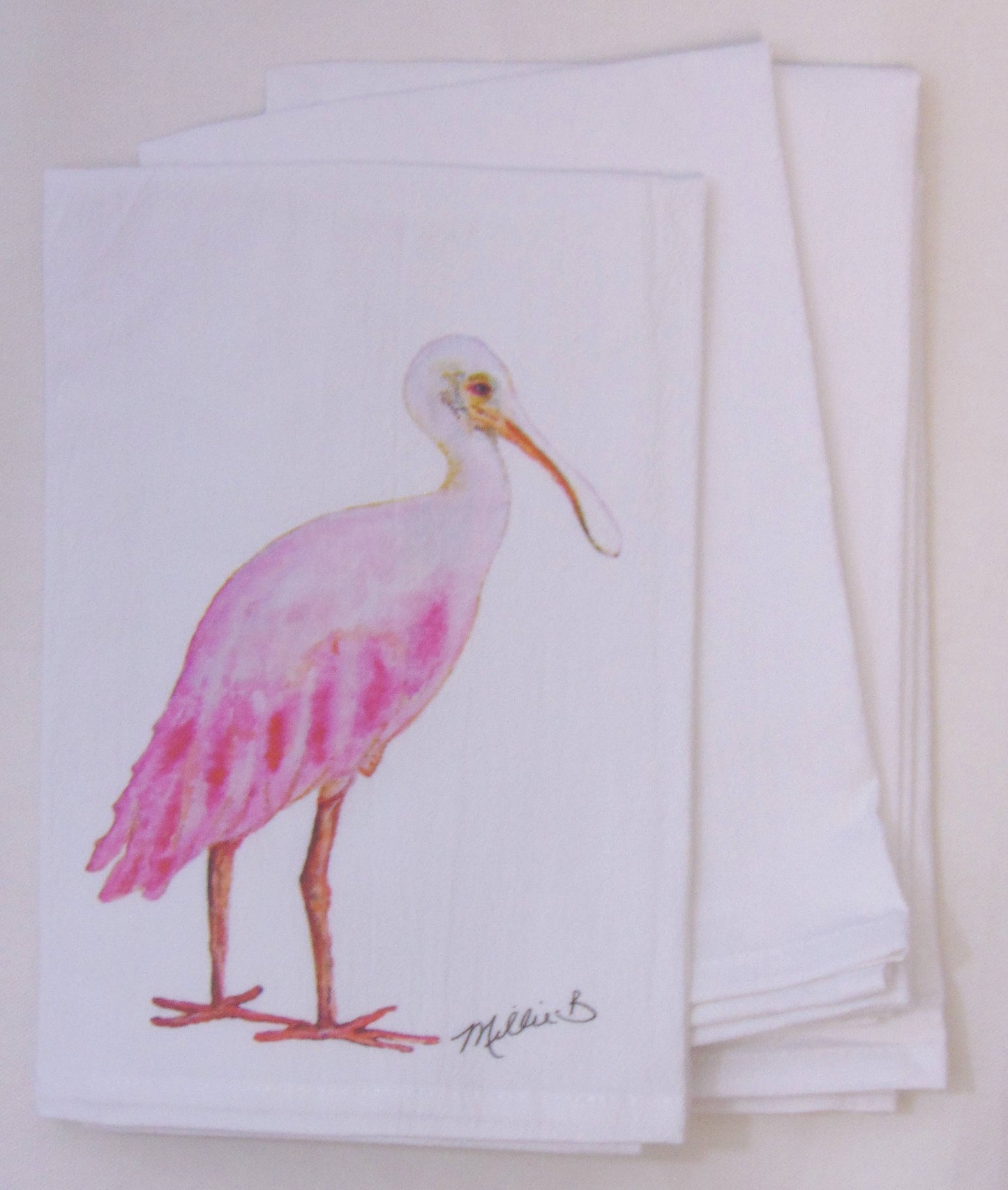 Watercolor Spoonbill Flour Sack Towel – Limited Edition by Lowcountry Linens