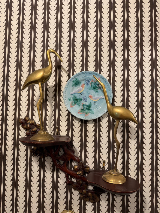 Vintage Solid Brass Crane Pair