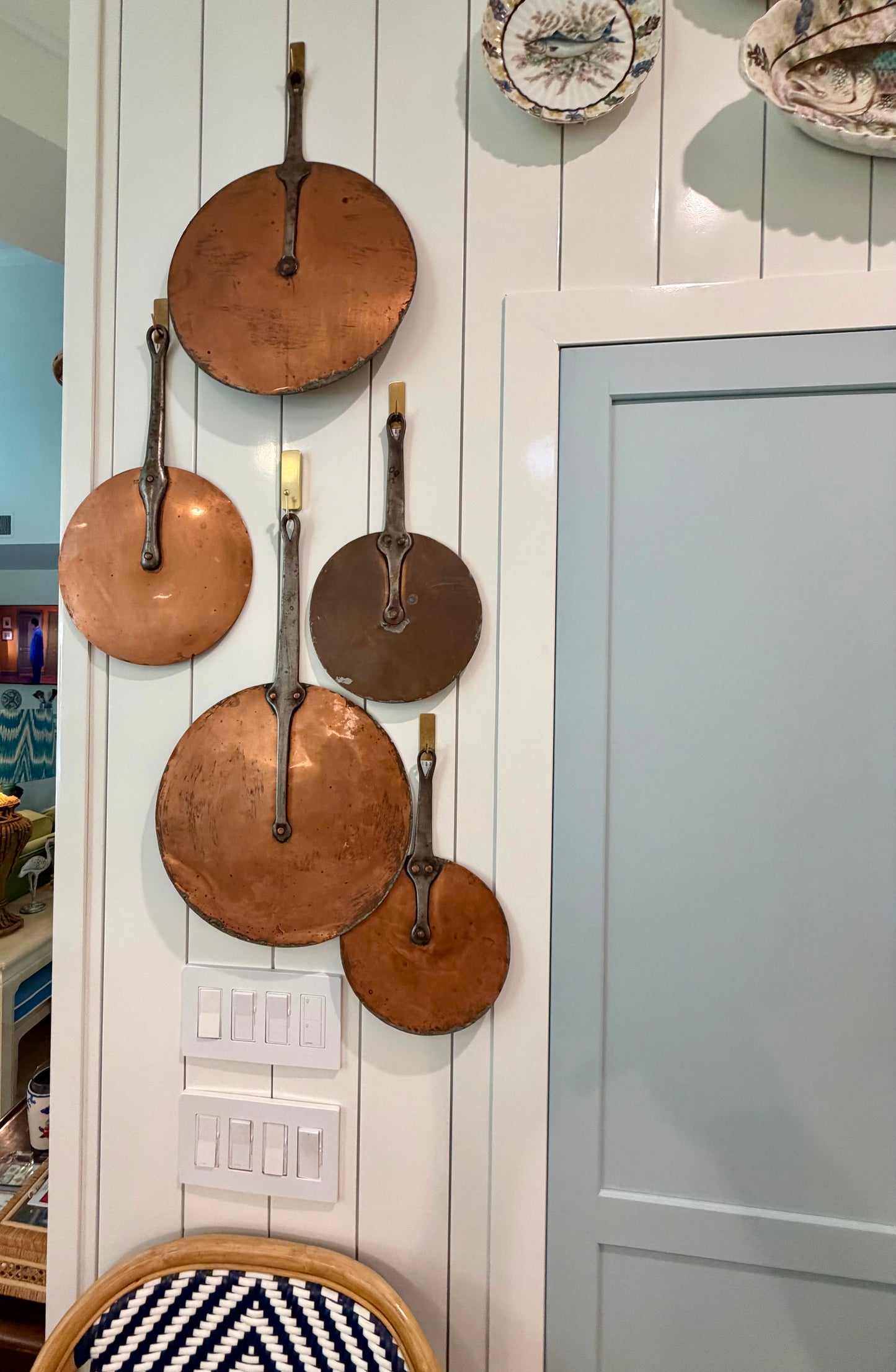 Antique French Copper Pot Lids — Set of Five