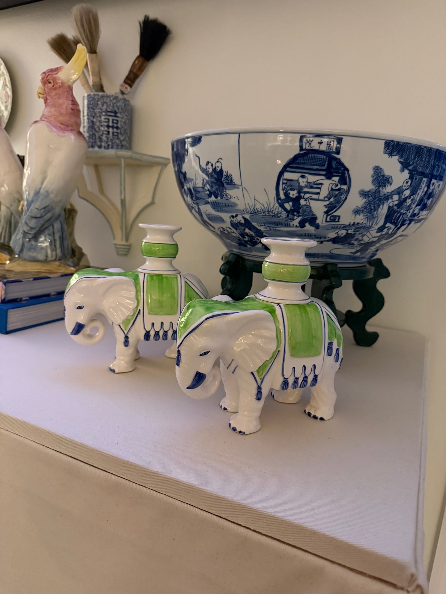 Vintage 1970s Fitz & Floyd Elephant Candlestick Holders, Pair