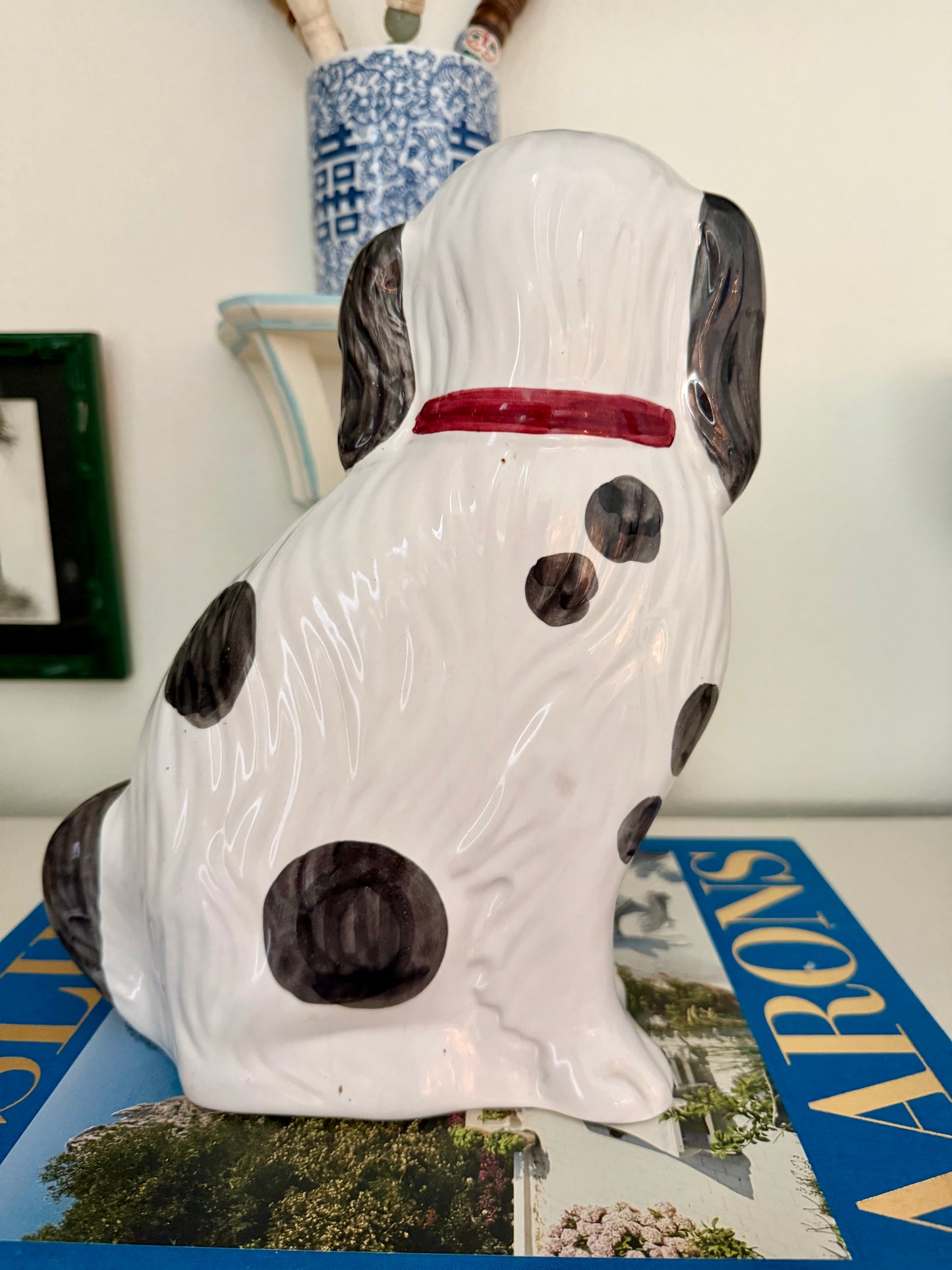 Pair of Vintage 1980s Hand-Painted Staffordshire-Style Spaniel Dogs | Portugal
