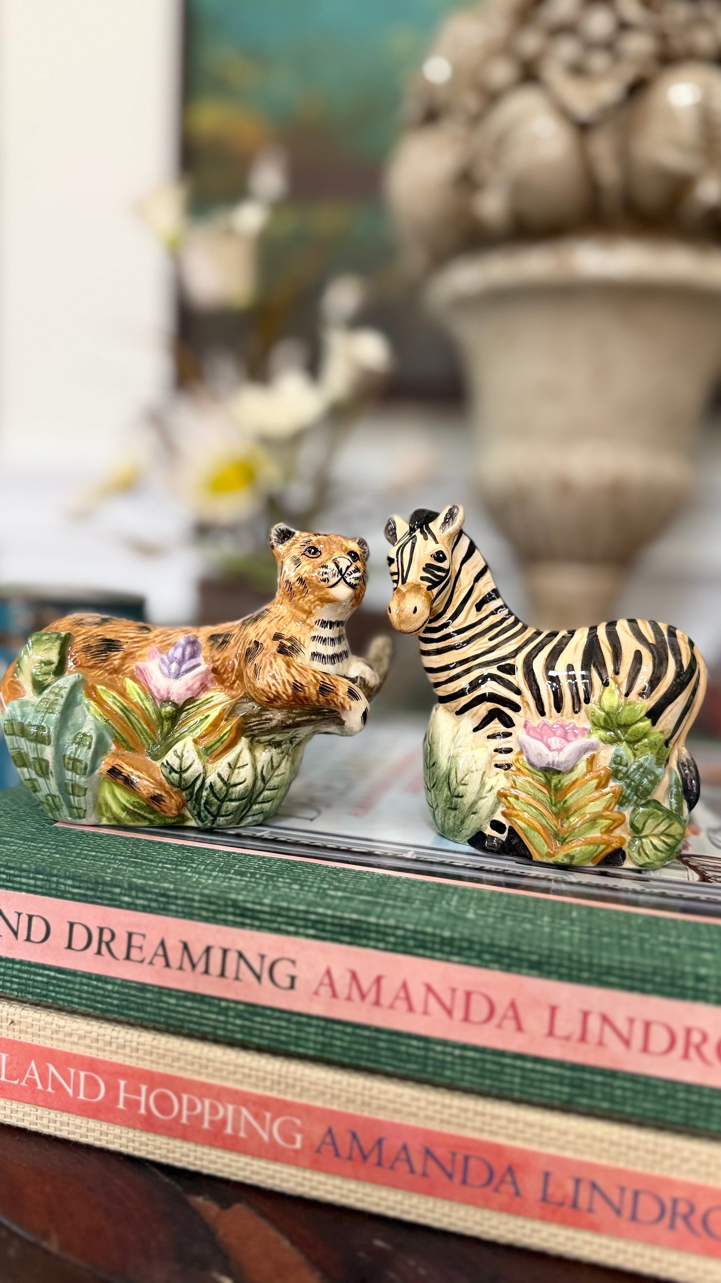 Sakura Jungle Leopard & Zebra Salt and Pepper Shakers