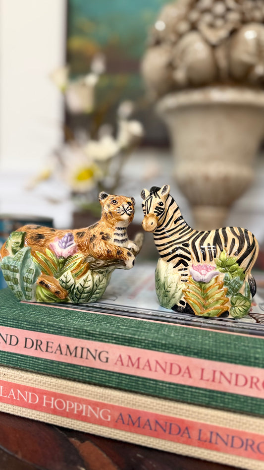 Sakura Jungle Leopard & Zebra Salt and Pepper Shakers