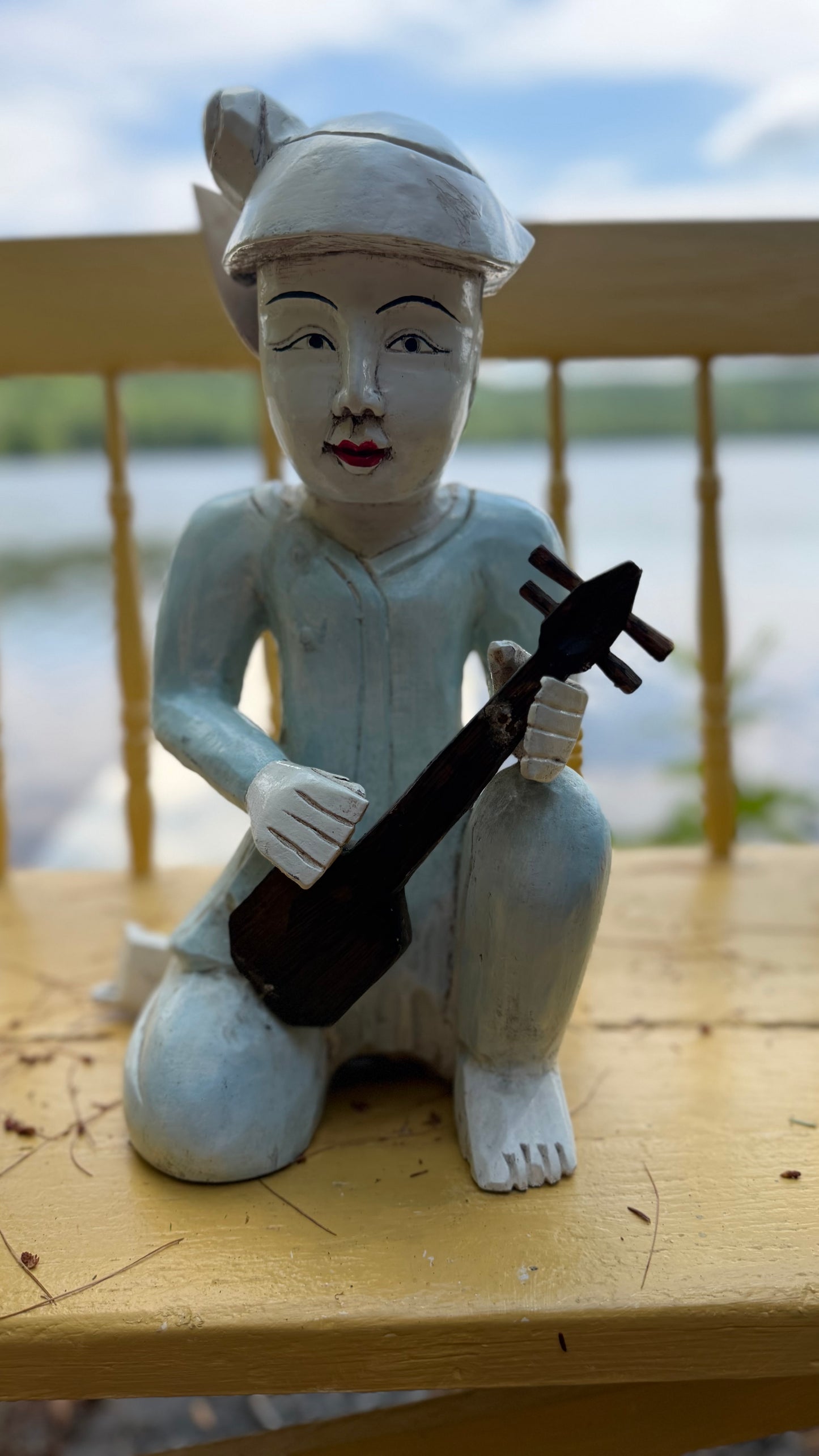 Set of Four Vintage Thai Hand-Carved Wooden Musician Figures
