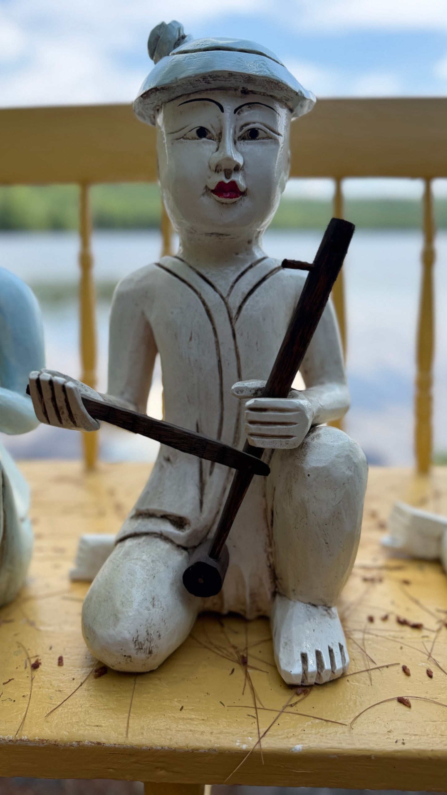 Set of Four Vintage Thai Hand-Carved Wooden Musician Figures