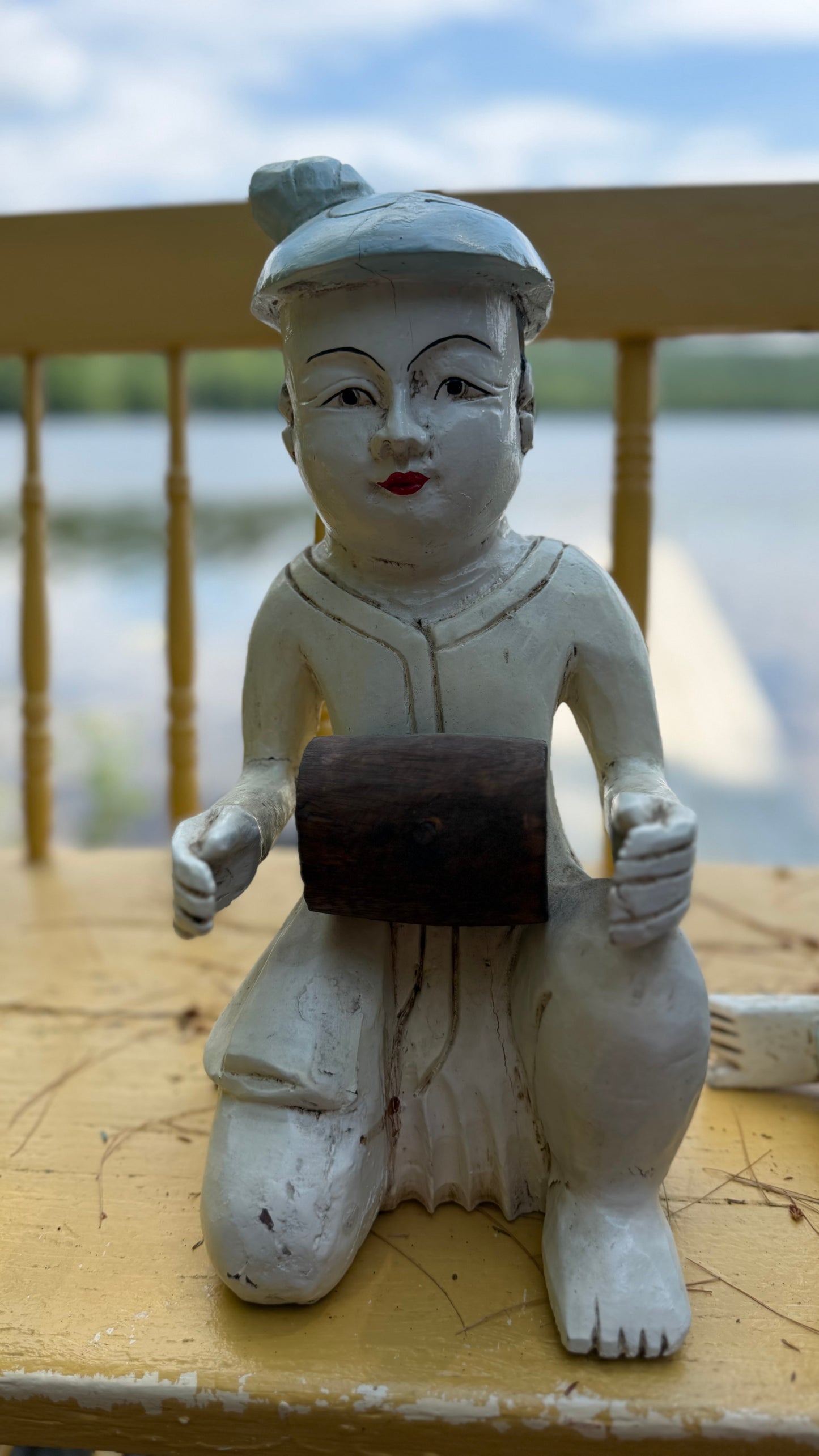 Set of Four Vintage Thai Hand-Carved Wooden Musician Figures