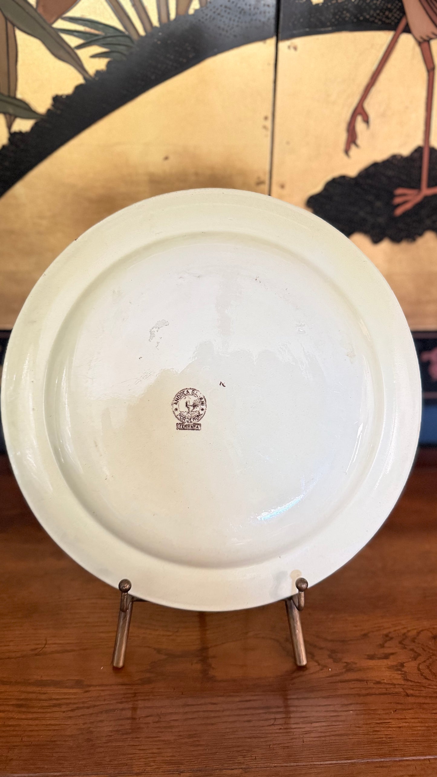 Antique Andrea Galvani Pordenone Ferrara Brown Transferware Platter