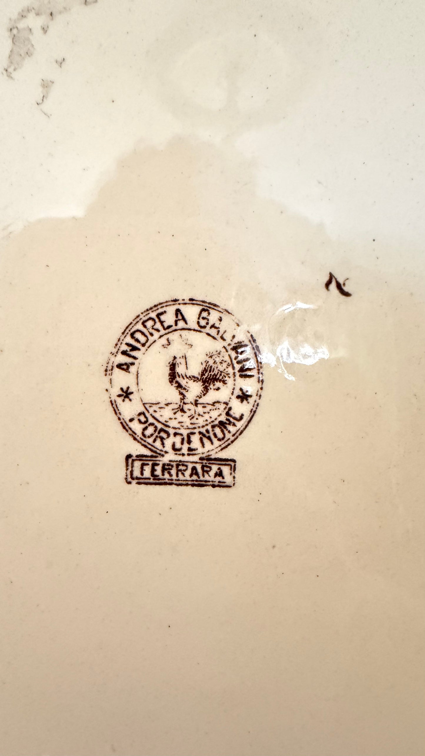 Antique Andrea Galvani Pordenone Ferrara Brown Transferware Platter