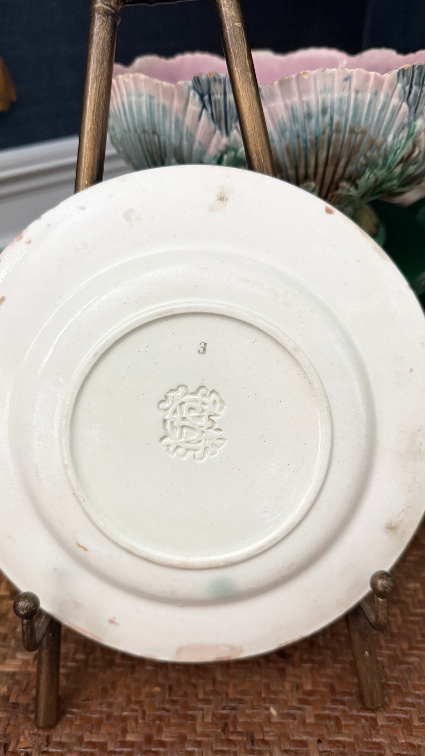 Antique c.1880 Griffen, Smith & Hill Etruscan Majolica Cauliflower Star Plate  PRICE