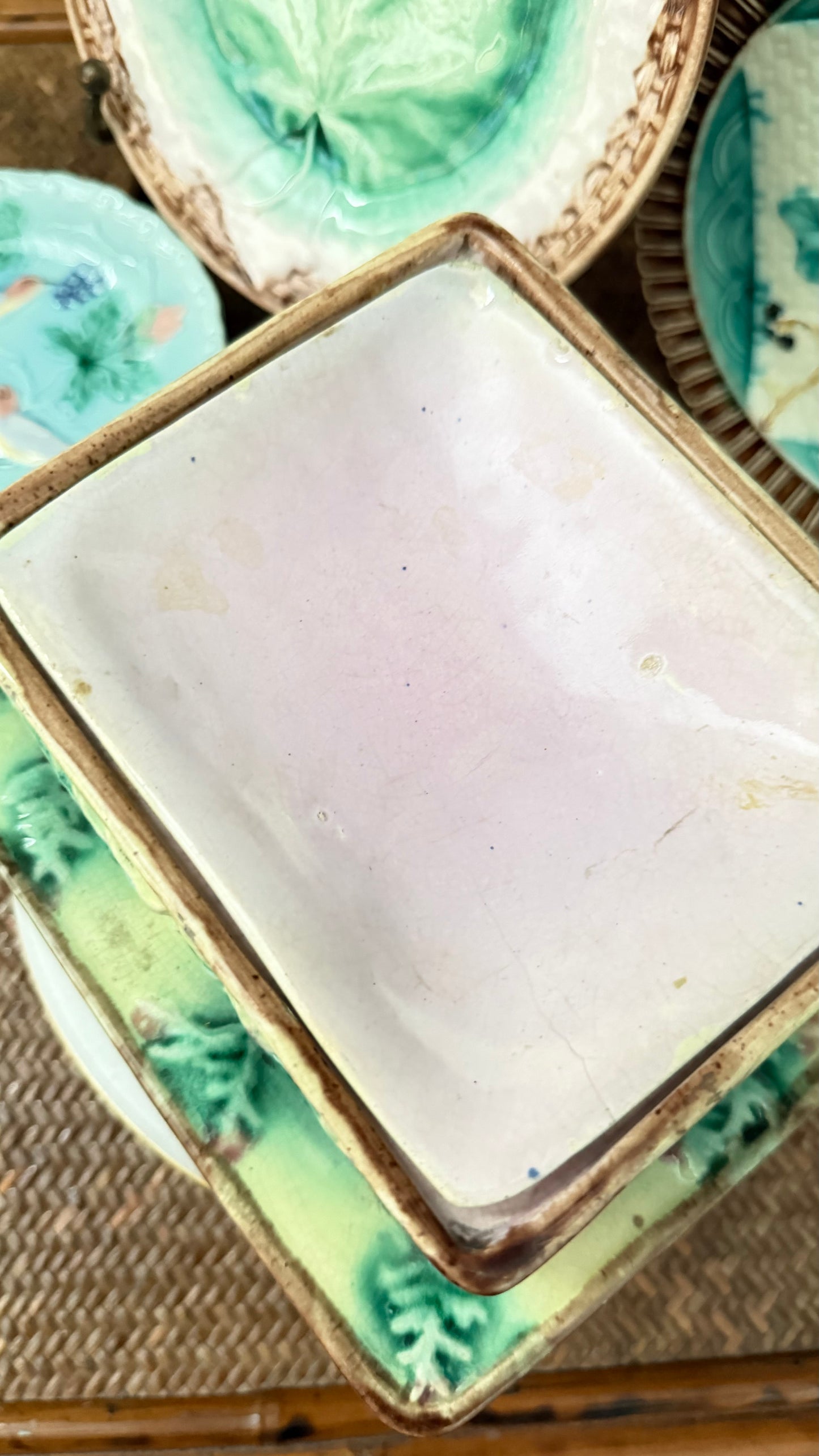 Antique Victorian Majolica Sardine Box — Attributed to George Jones