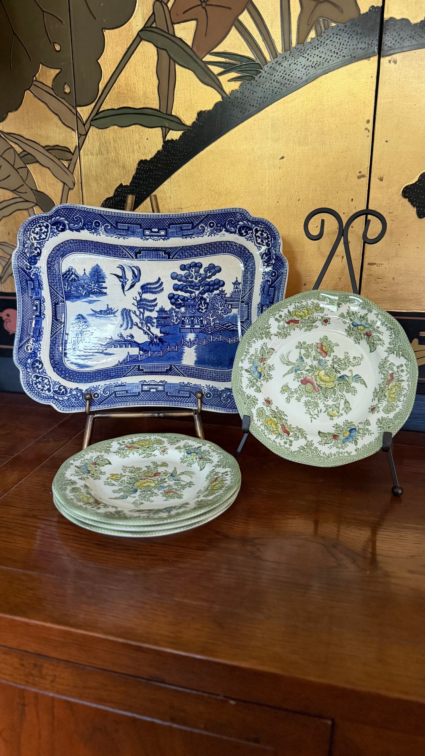 Antique c.1920s Wood & Sons Woods Ware Blue Willow Platter