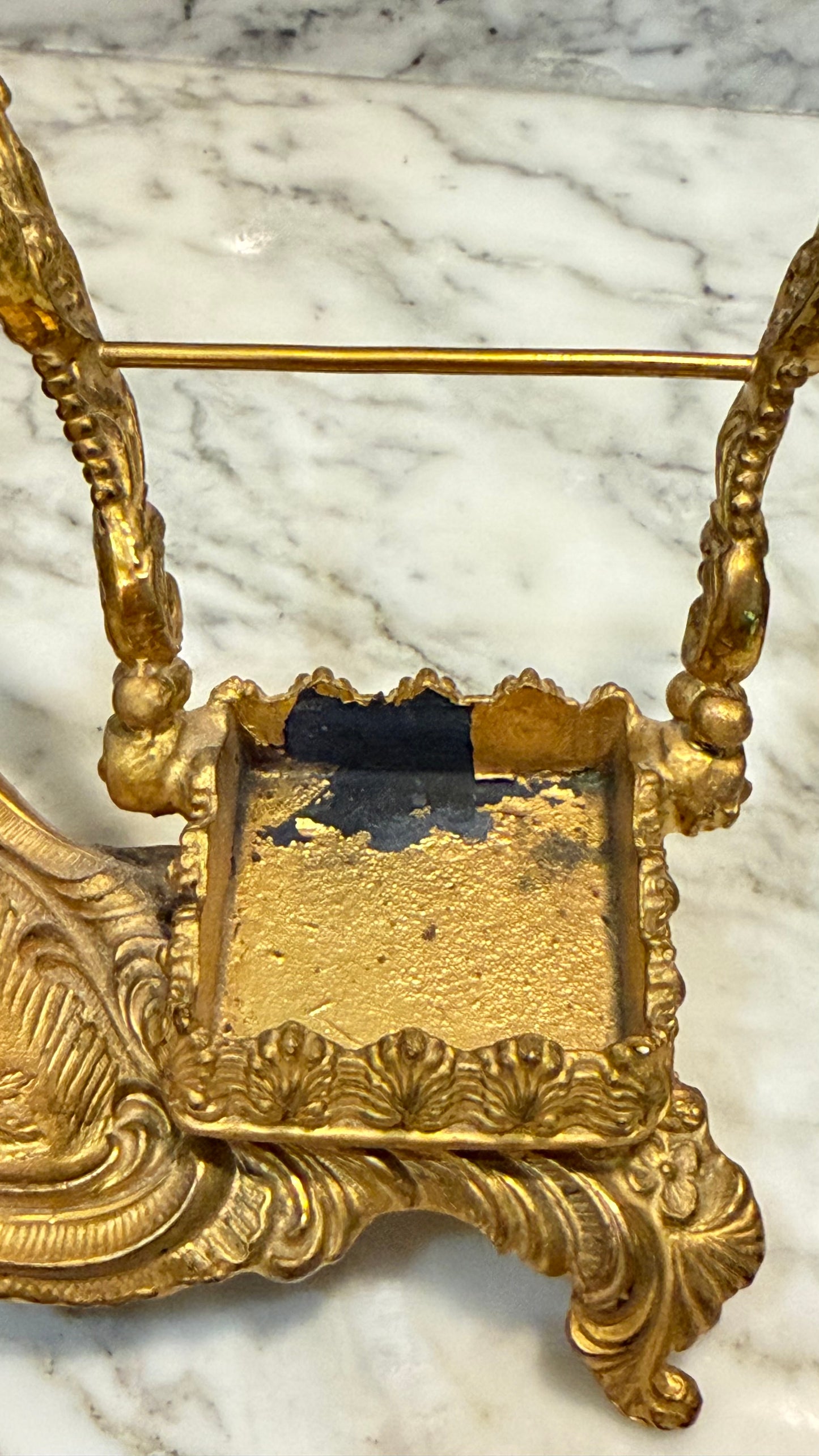 Late 19th-Century French Louis XV–Style Gilt Bronze & Cut Crystal Inkwell