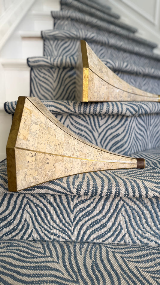 Pair of Substantial Maitland-Smith Tessellated Stone and Brass Wall Brackets
