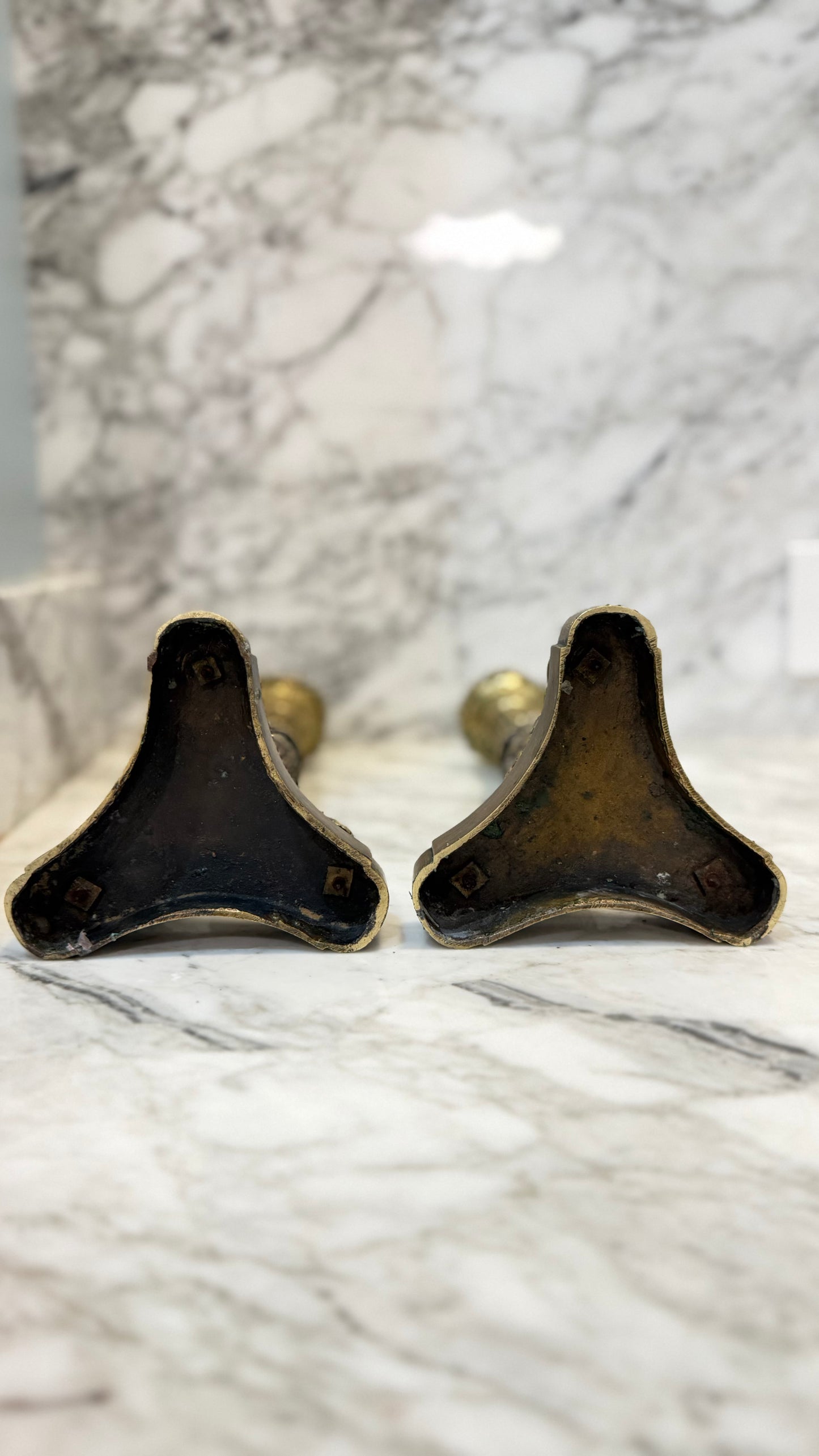 Pair of Antique French Louis-Philippe Bronze Candlesticks, Circa 1830–1850