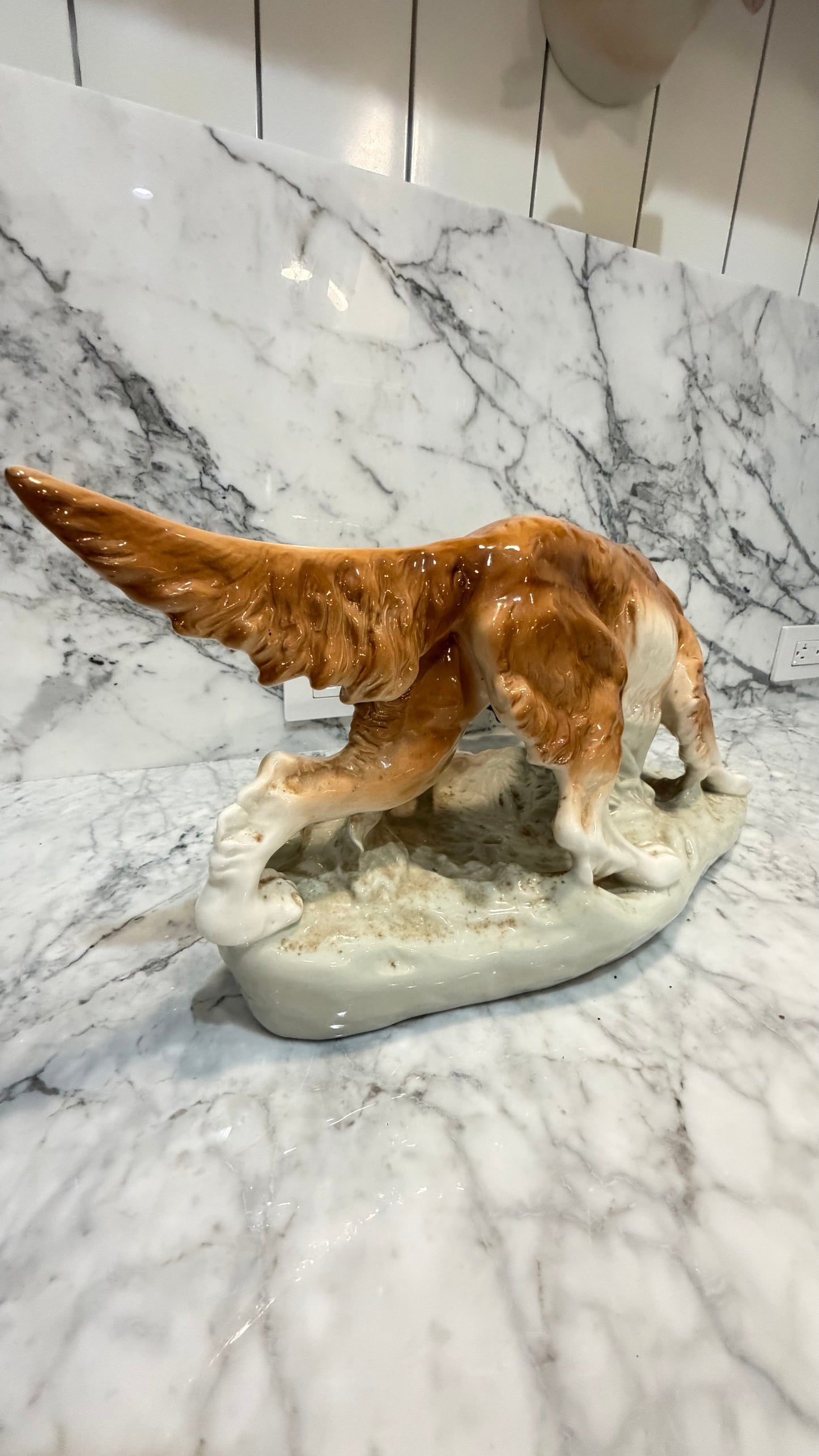 Very Large Royal Dux Bohemia Retriever with Pheasant Figurine