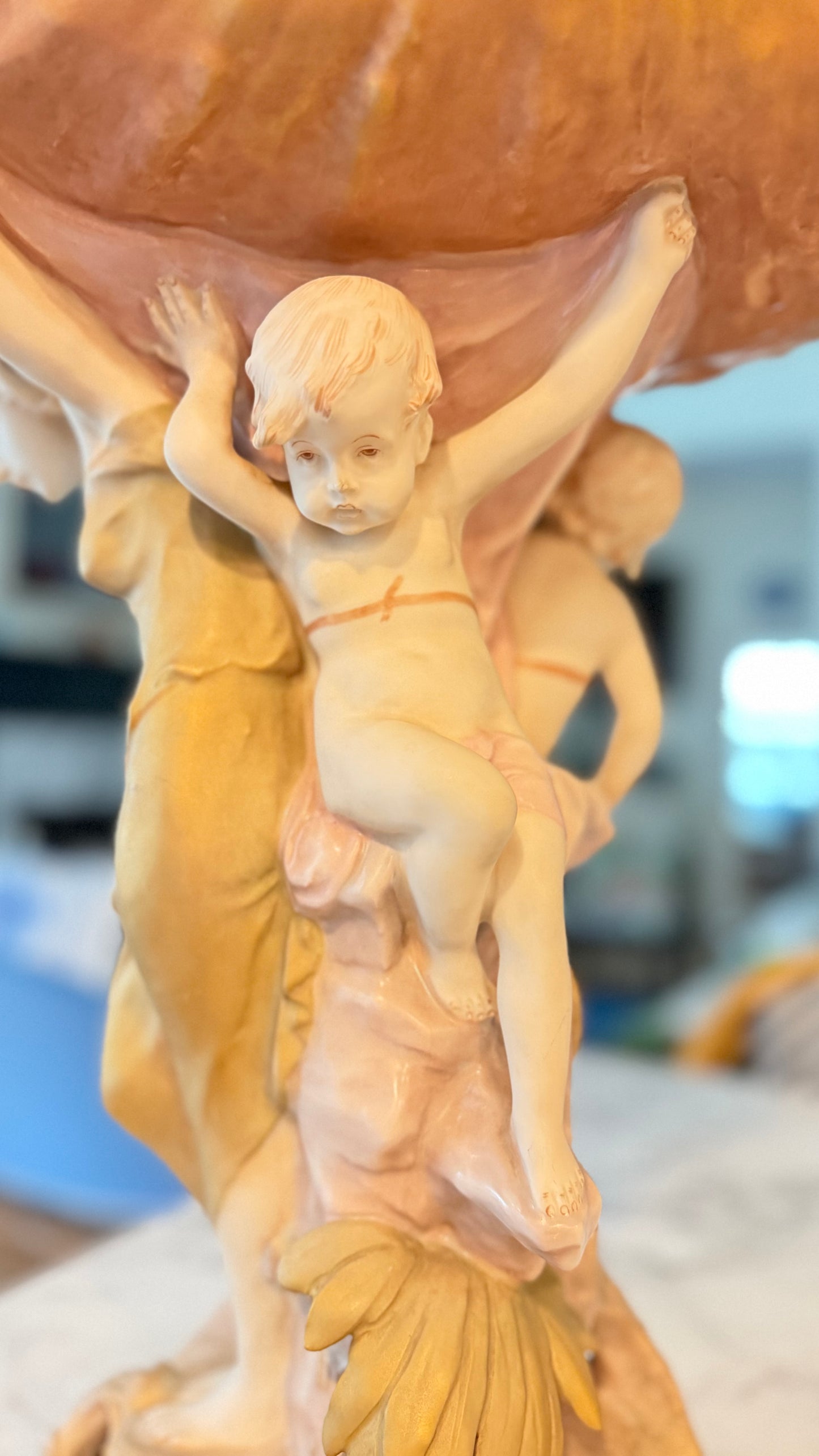 Vintage Royal Dux Art Nouveau Revival Nymph & Putti Shell Centerpiece, Model 10388