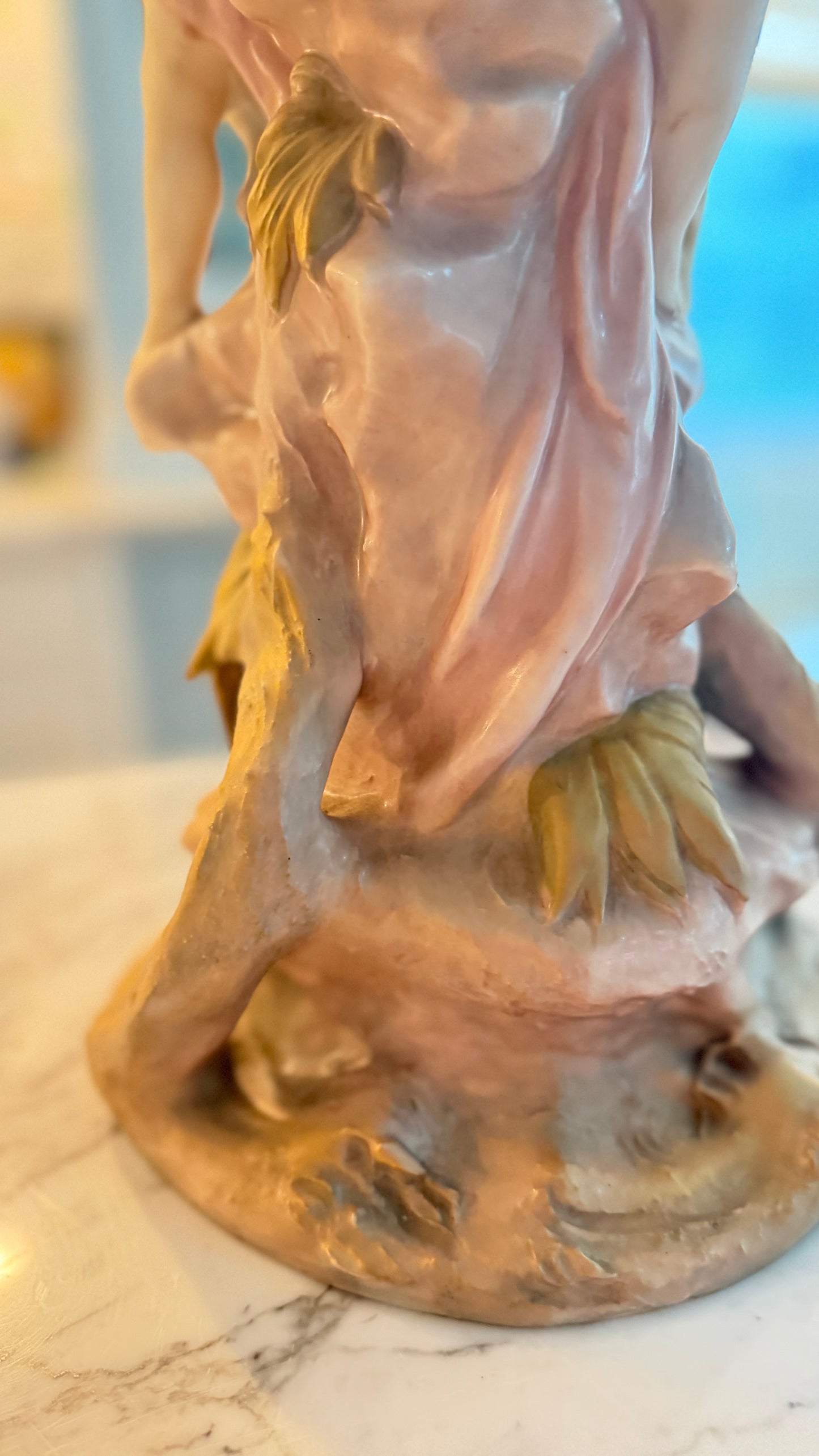 Vintage Royal Dux Art Nouveau Revival Nymph & Putti Shell Centerpiece, Model 10388