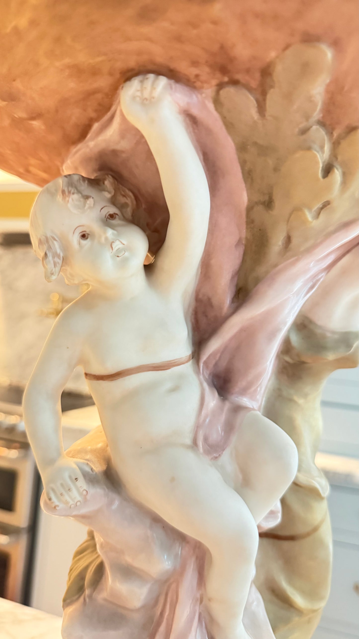 Vintage Royal Dux Art Nouveau Revival Nymph & Putti Shell Centerpiece, Model 10388