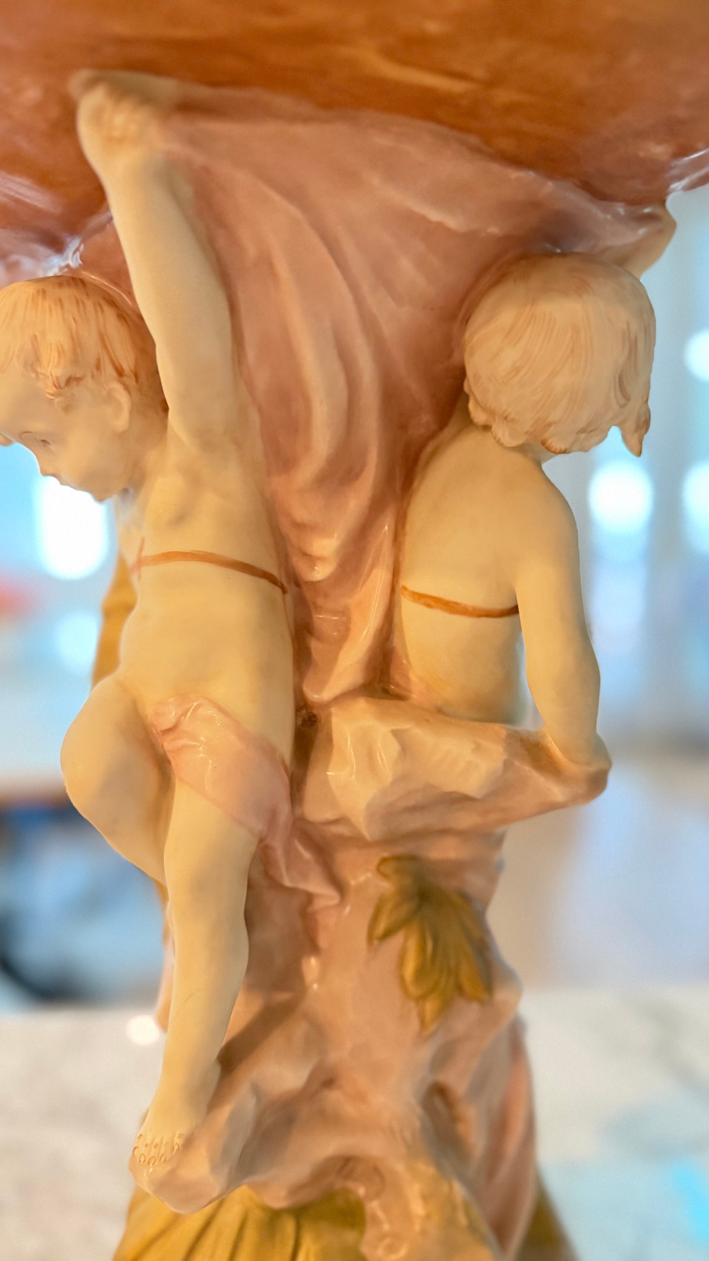 Vintage Royal Dux Art Nouveau Revival Nymph & Putti Shell Centerpiece, Model 10388