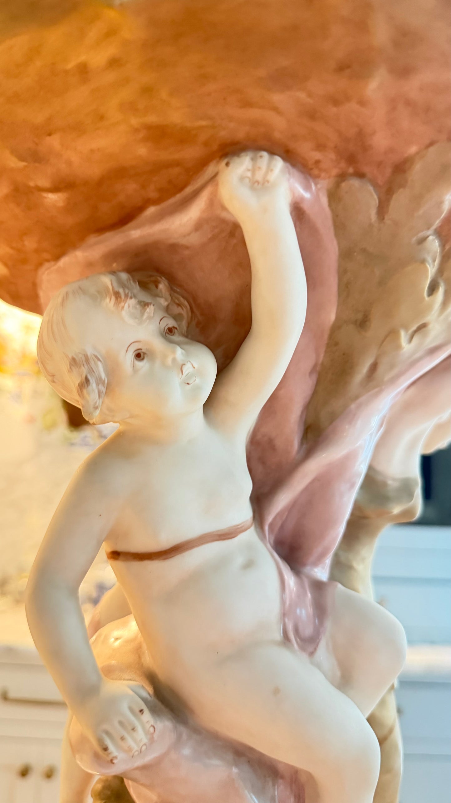 Vintage Royal Dux Art Nouveau Revival Nymph & Putti Shell Centerpiece, Model 10388