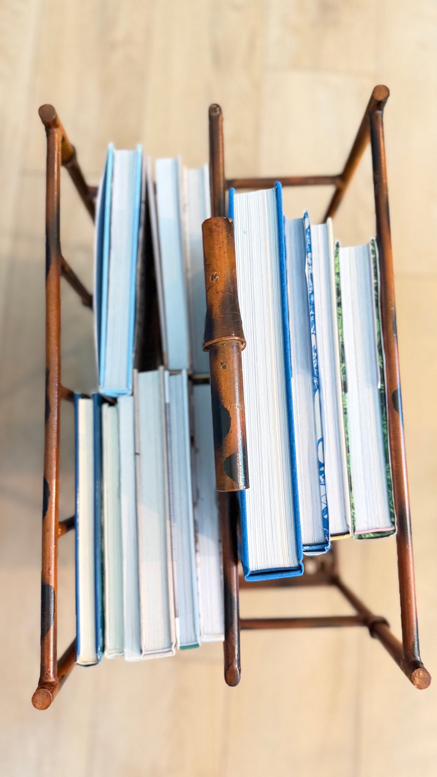 Vintage Faux Bamboo Magazine and Book Rack with Lower Shelf