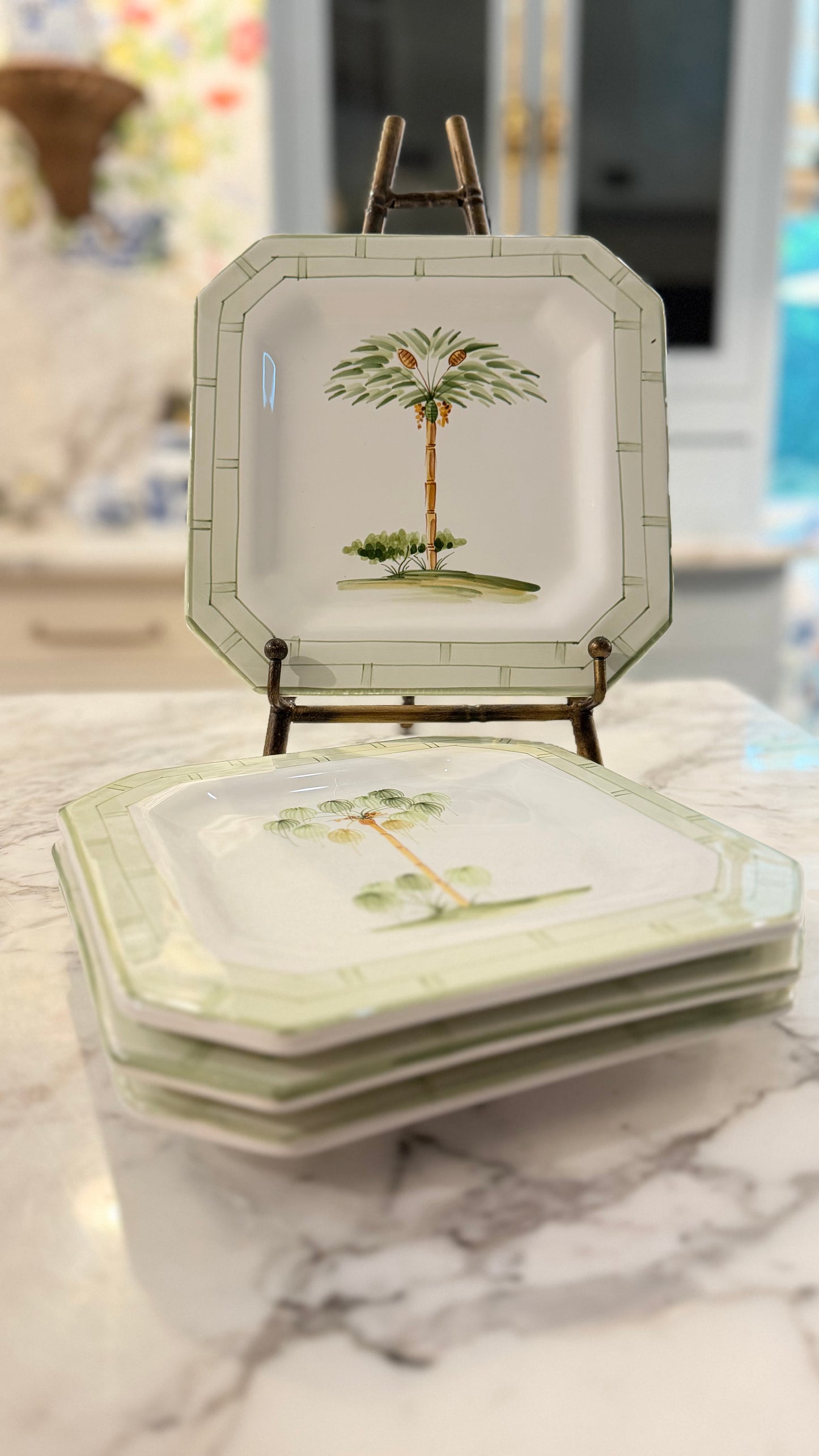 Set of Four Vintage Italian Palm Tree Plates by The Mane Lion