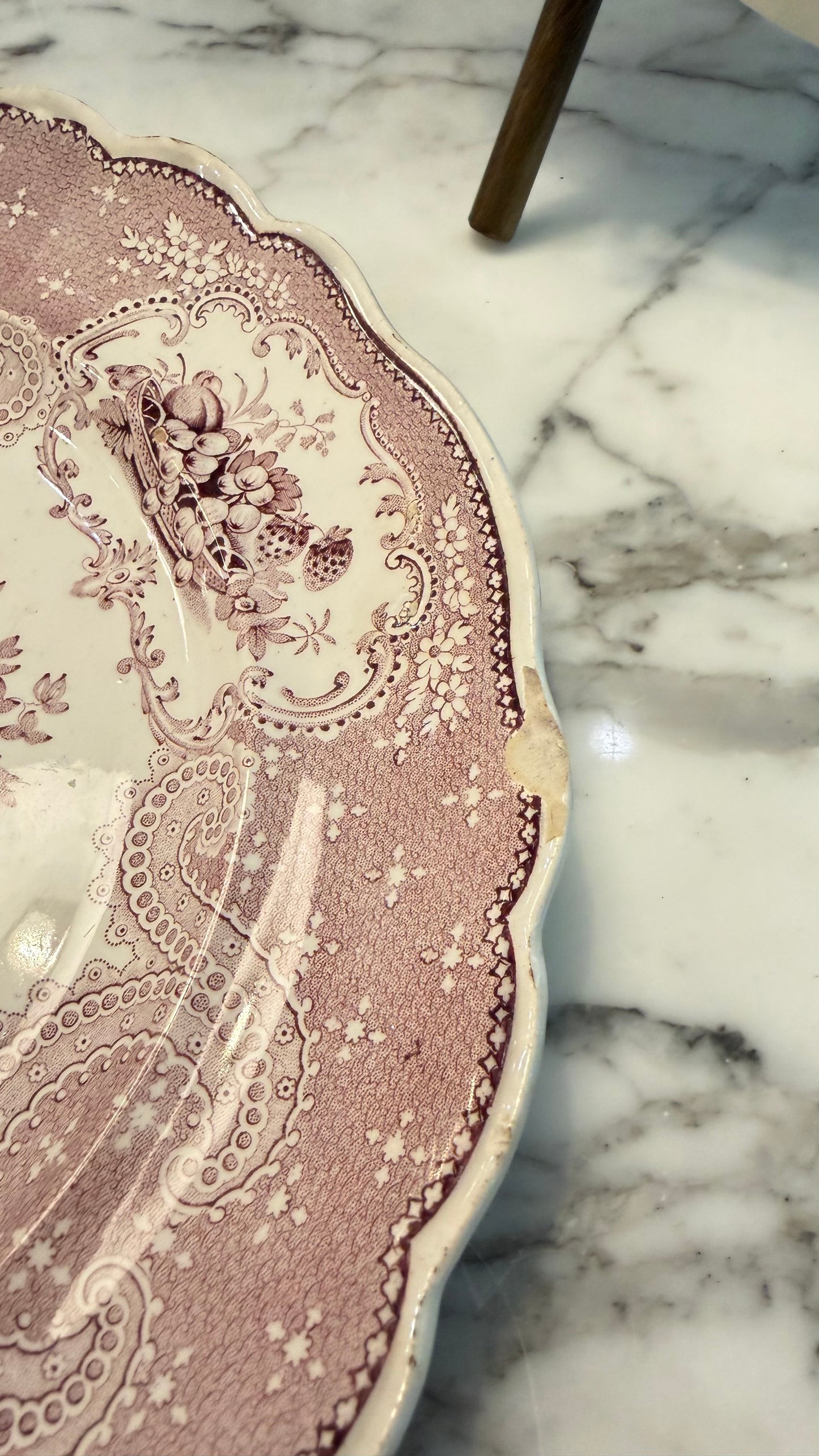 Pair of Antique c.1840–1850 Don Pottery “Persian” Mulberry Transferware Dinner Plates
