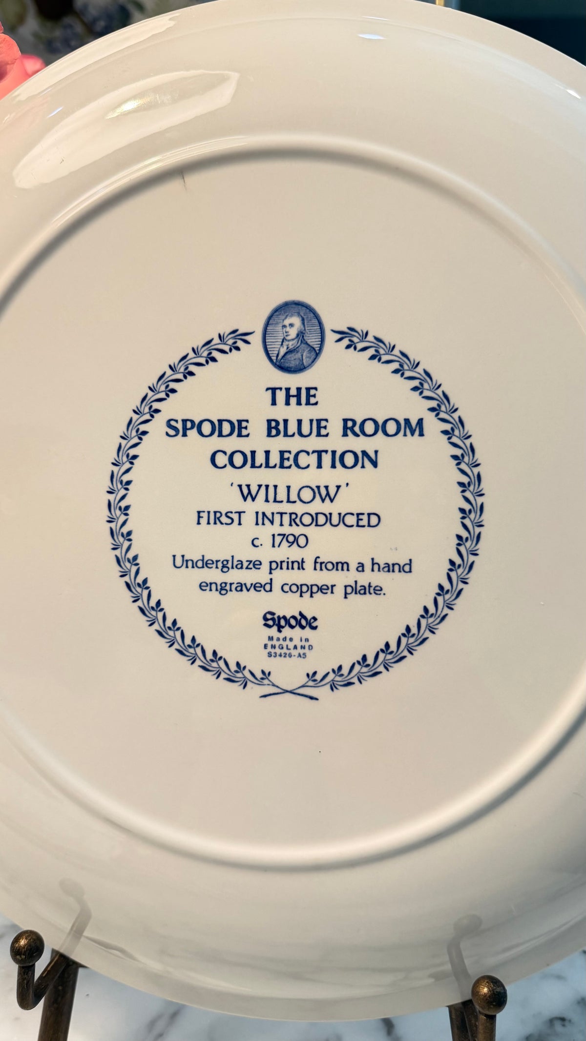 Vintage Spode Blue Room Willow 11½-Inch Shallow Serving Bowl — Made in England